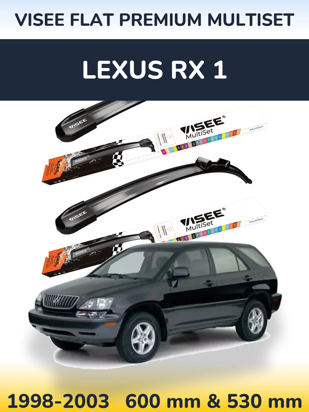 Комплект передніх щіток VISEE FLAT PREMIUM MultiSet 600 & 530 мм для Lexus RX 1 1998-2003