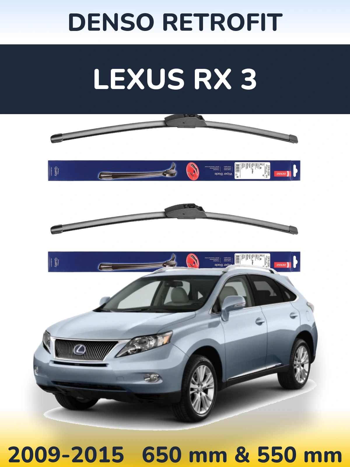 Комплект передніх щіток Denso Retrofit 650 & 550 мм для Lexus RX 3 2009-2015