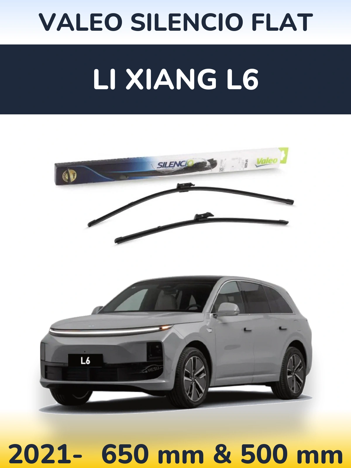 Комплект передніх щіток Valeo Silencio Flat 650 & 500 мм для Li Xiang L6 2021-2026