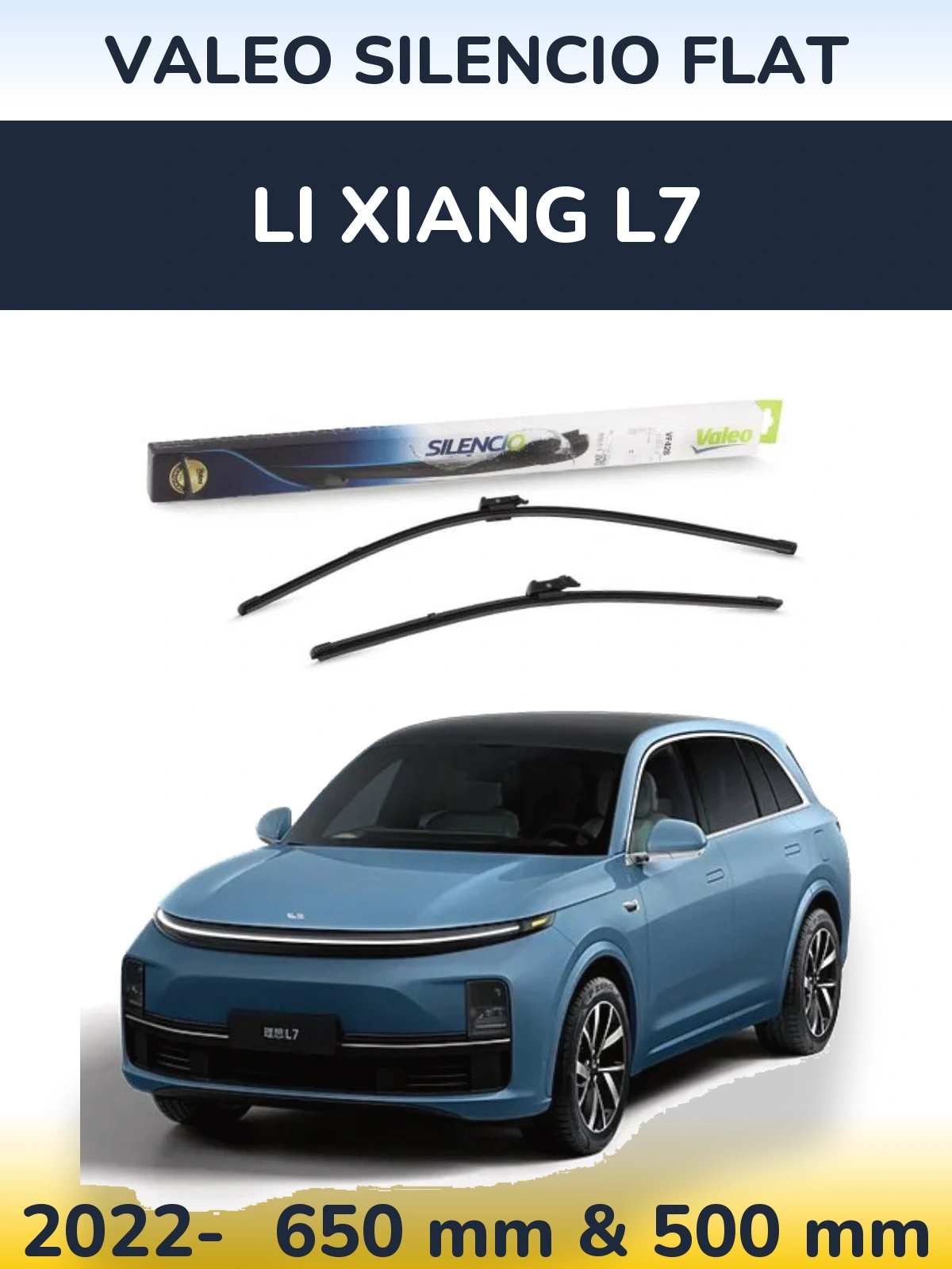 Front wiper blade set Valeo Silencio Flat 650 & 500 mm for Li Xiang L7 2022-2026