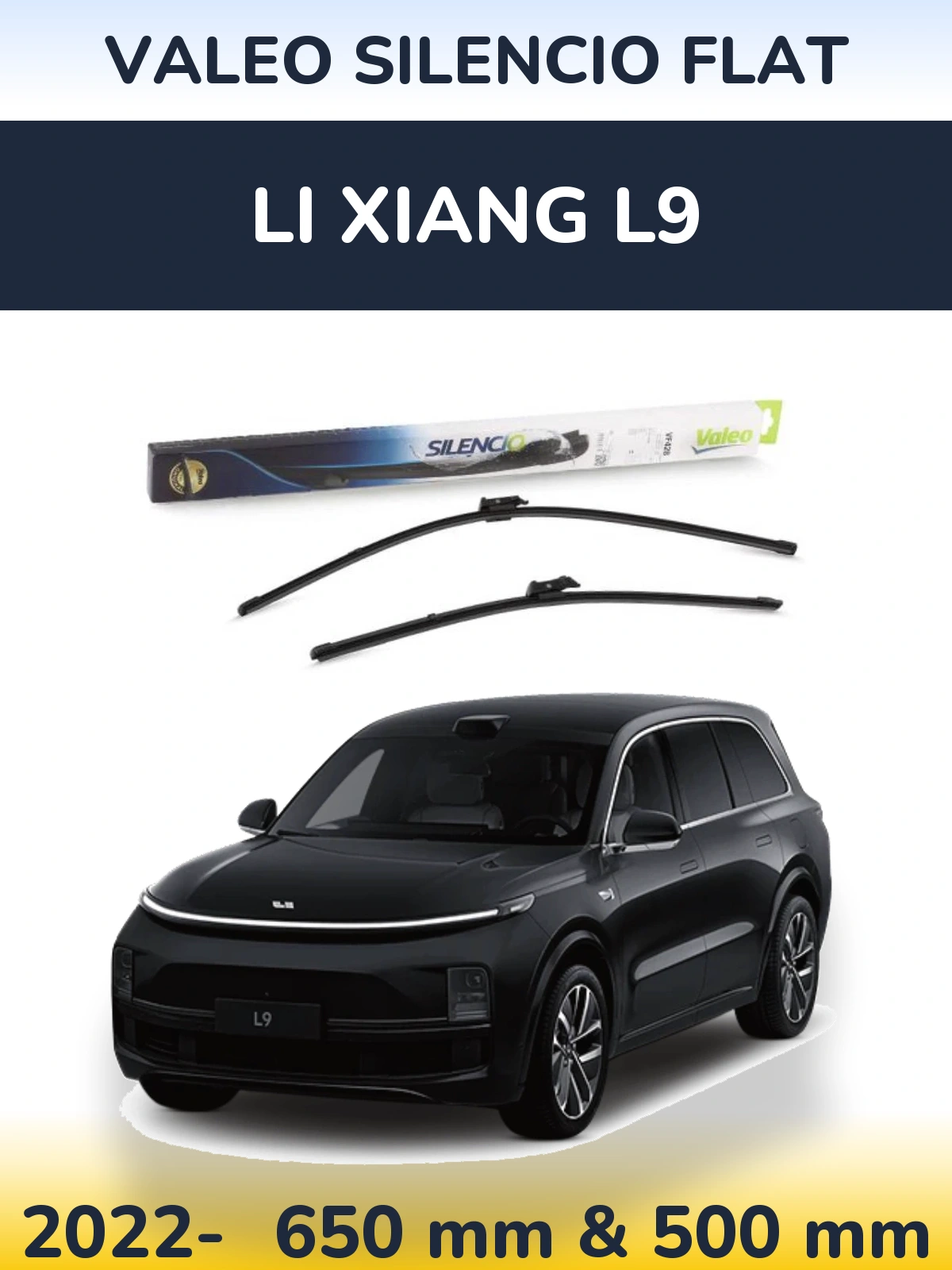 Комплект передних дворников Valeo Silencio Flat 650 & 500 мм для Li Xiang L9 2022-2026