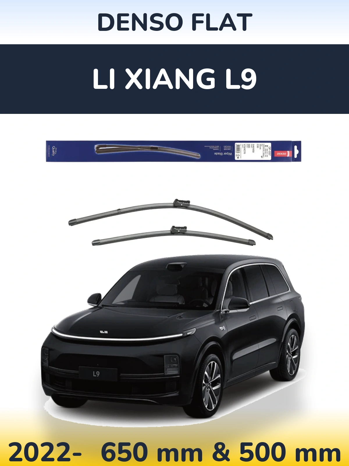 Front wiper blade set Denso Flat 650 & 500 mm for Li Xiang L9 2022-2026