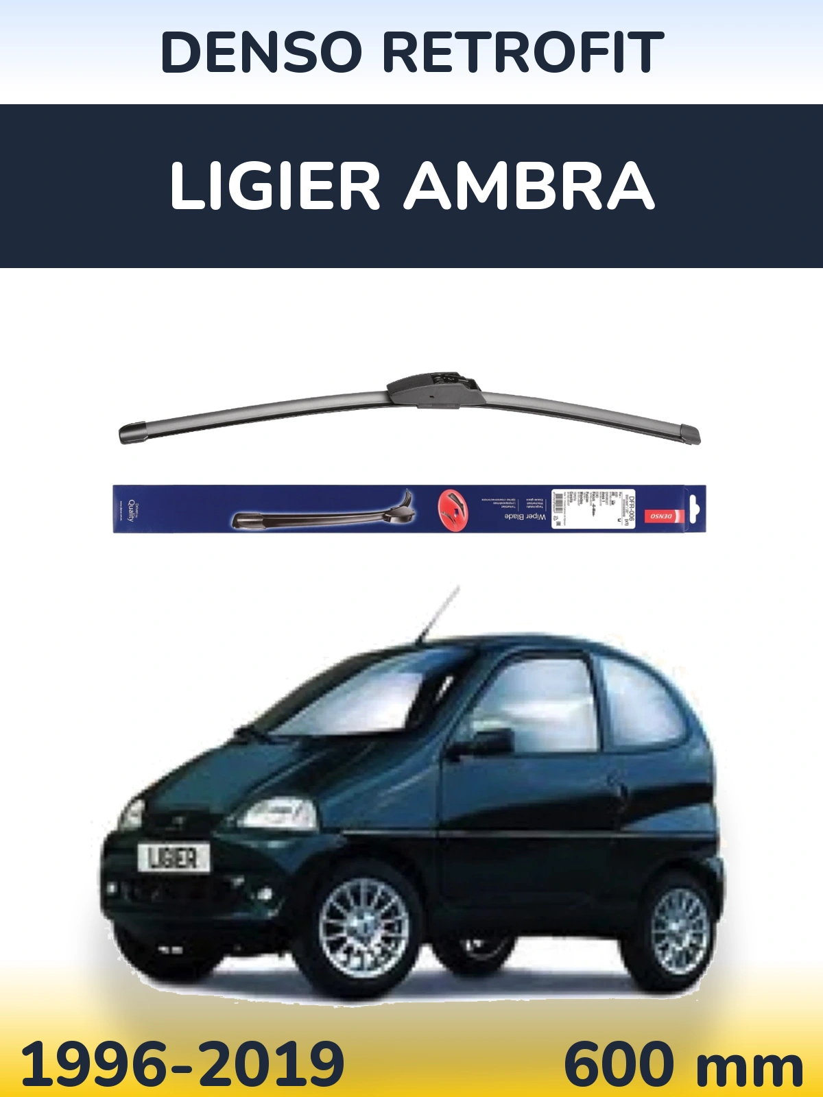 Передний дворник Denso Retrofit 600 мм для Ligier Ambra 1996-2019