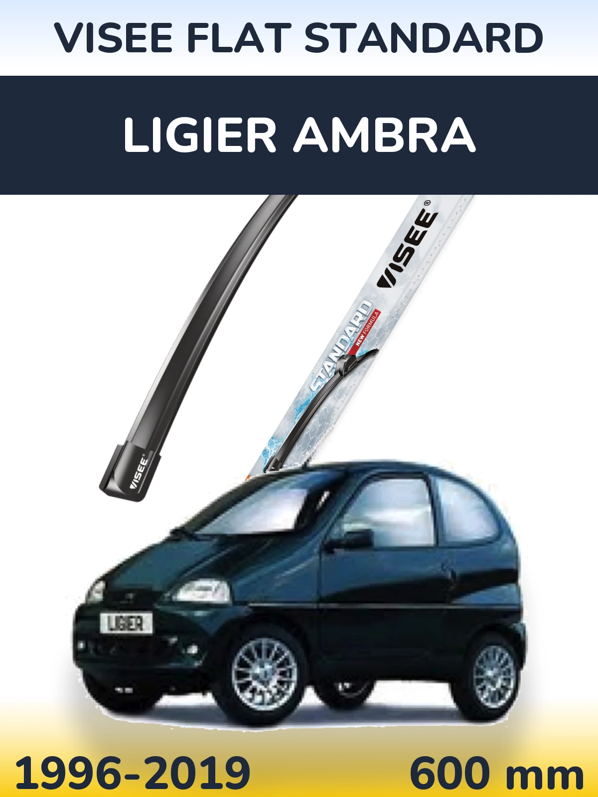 Передний дворник VISEE FLAT STANDARD 600 мм для Ligier Ambra 1996-2019
