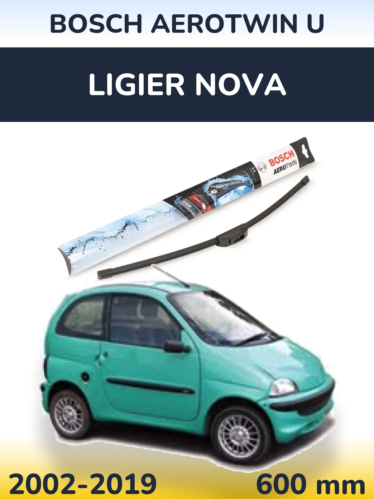 Передний дворник BOSCH AeroTwin U 600 мм для Ligier Nova 2002-2019