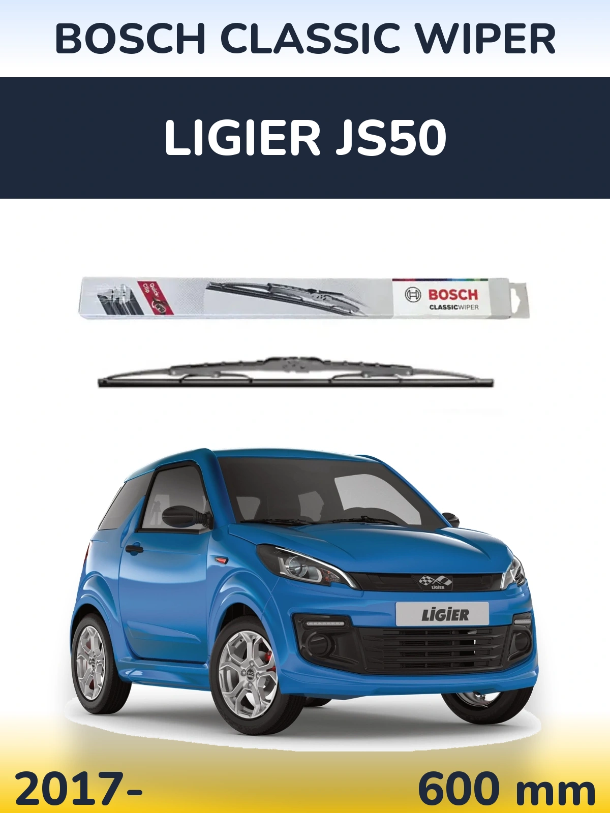 Передня щітка BOSCH Classic Wiper 600 мм для Ligier JS50 2017-2026