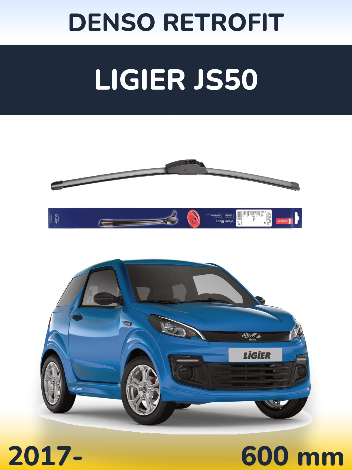 Передний дворник Denso Retrofit 600 мм для Ligier JS50 2017-2026