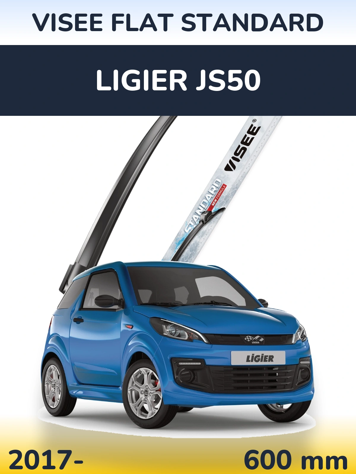 Front wiper blade VISEE FLAT STANDARD 600 mm for Ligier JS50 2017-2026