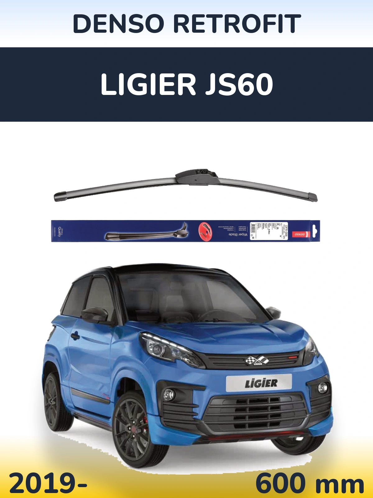 Front wiper blade Denso Retrofit 600 mm for Ligier JS60 2019-2026