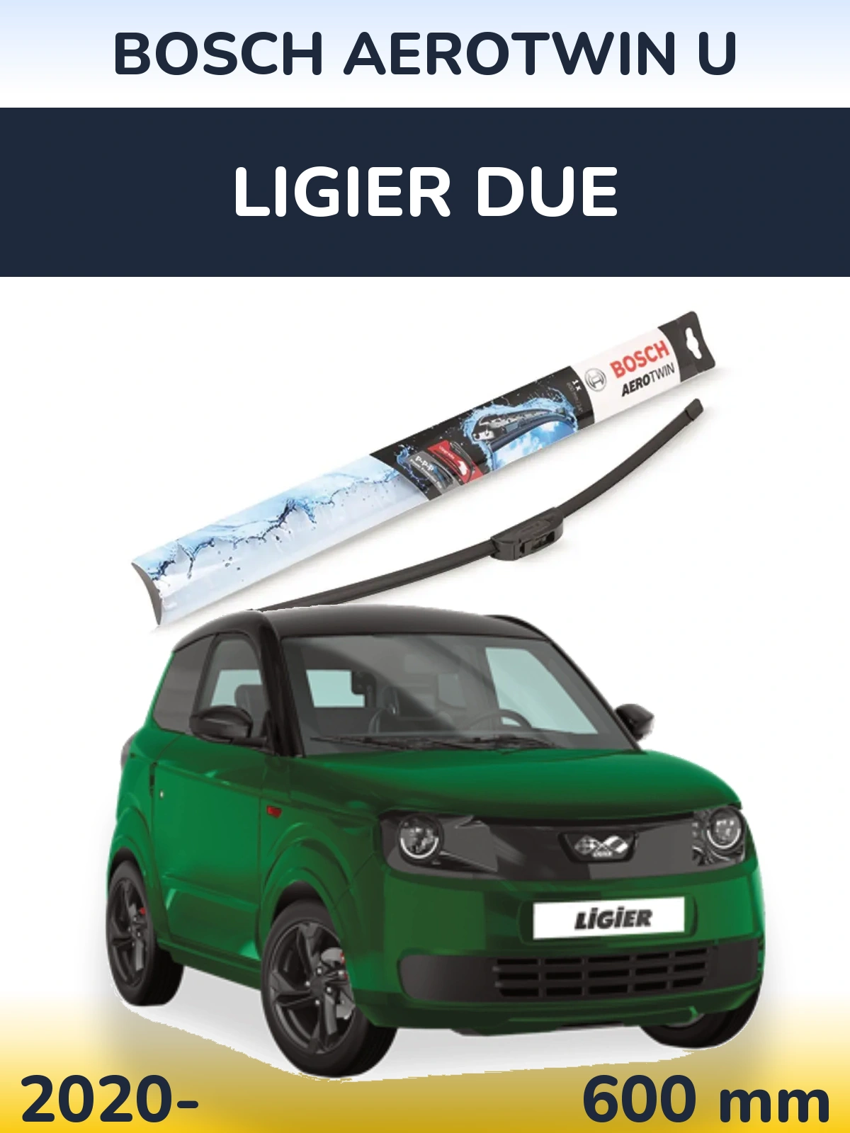 Front wiper blade BOSCH AeroTwin U 600 mm for Ligier Due 2020-2026