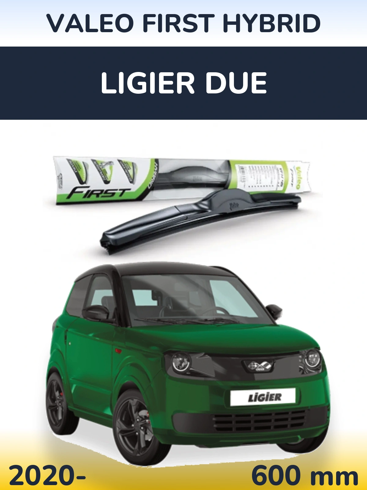 Передний дворник Valeo First Hybrid 600 мм для Ligier Due 2020-2026