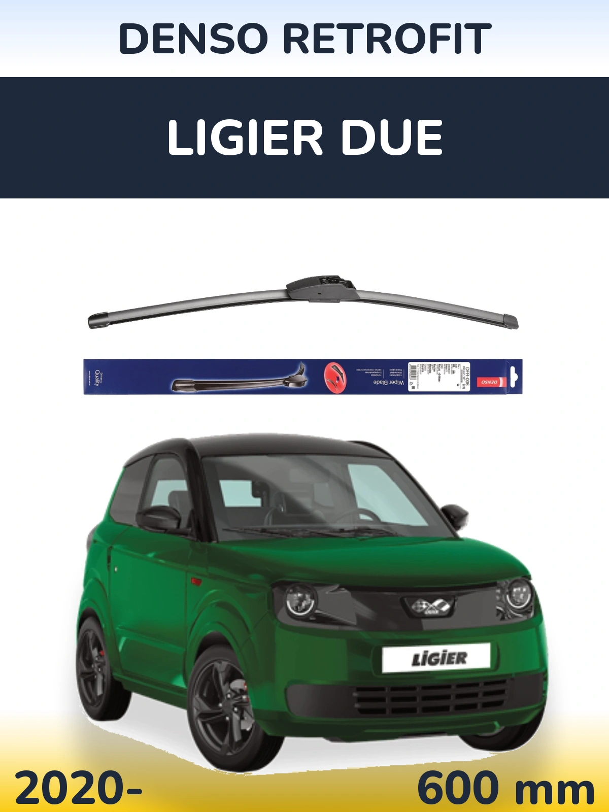 Front wiper blade Denso Retrofit 600 mm for Ligier Due 2020-2026