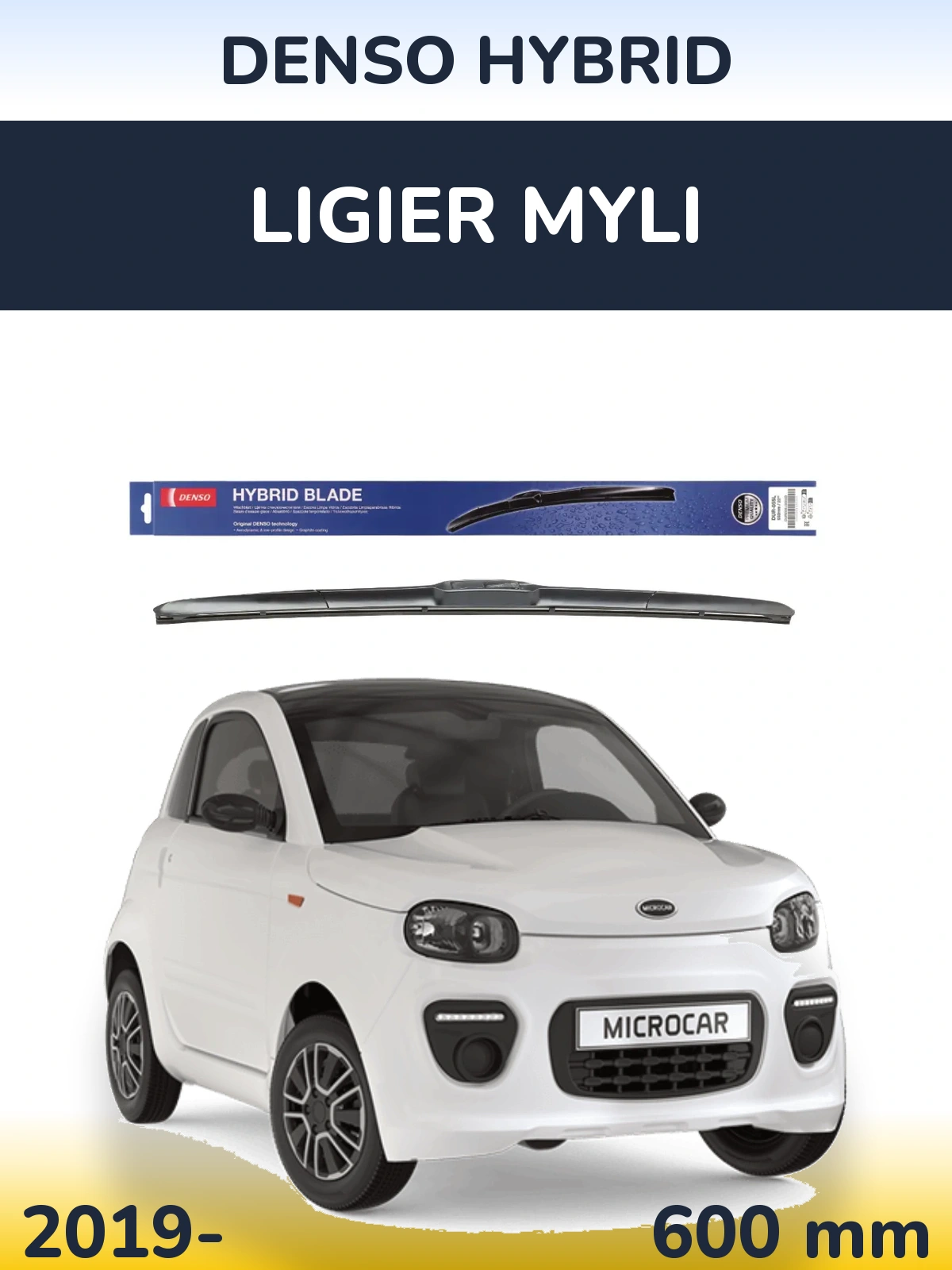 Передний дворник Denso Hybrid 600 мм для Ligier Myli 2019-2026