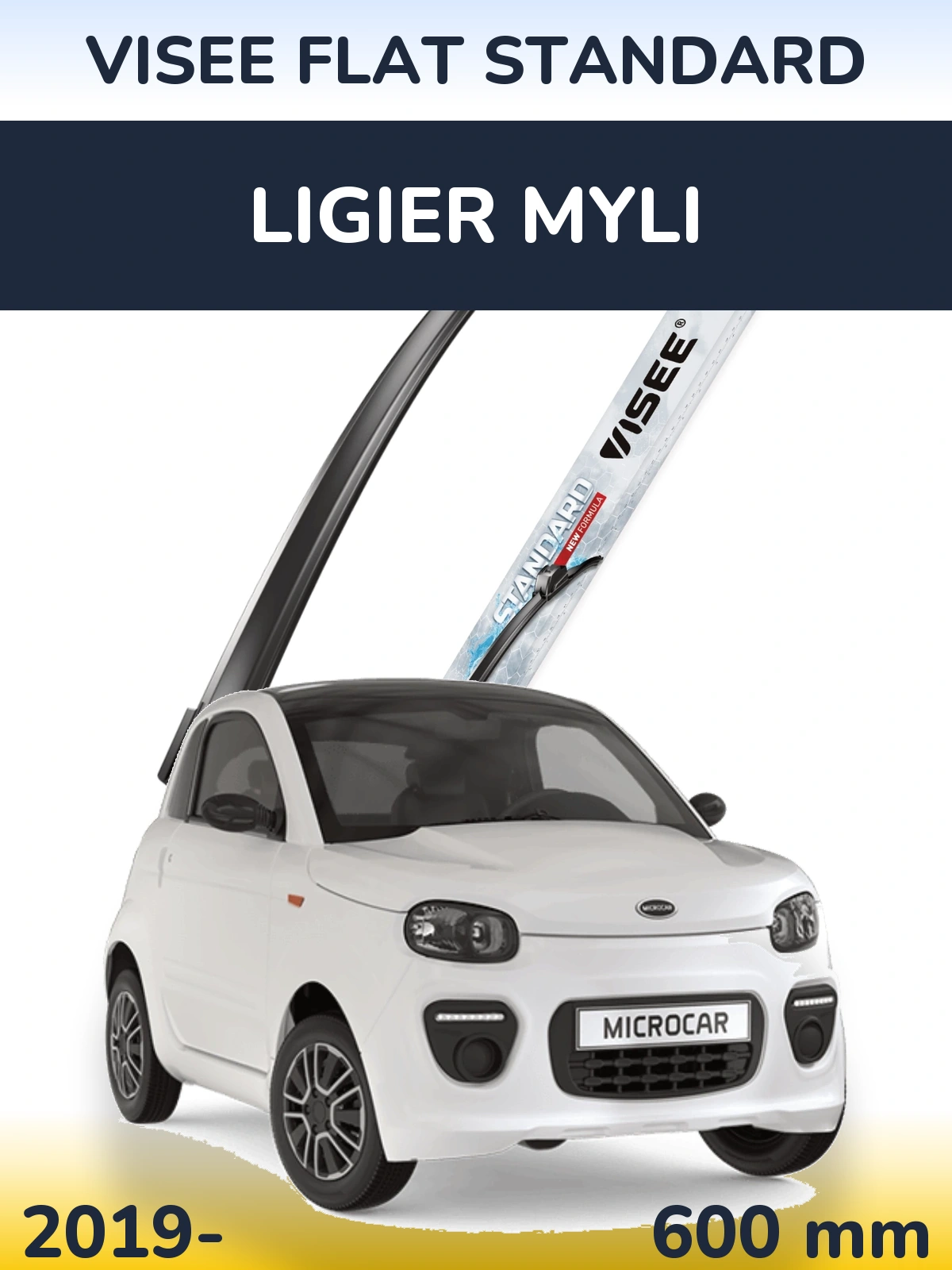 Передний дворник VISEE FLAT STANDARD 600 мм для Ligier Myli 2019-2026