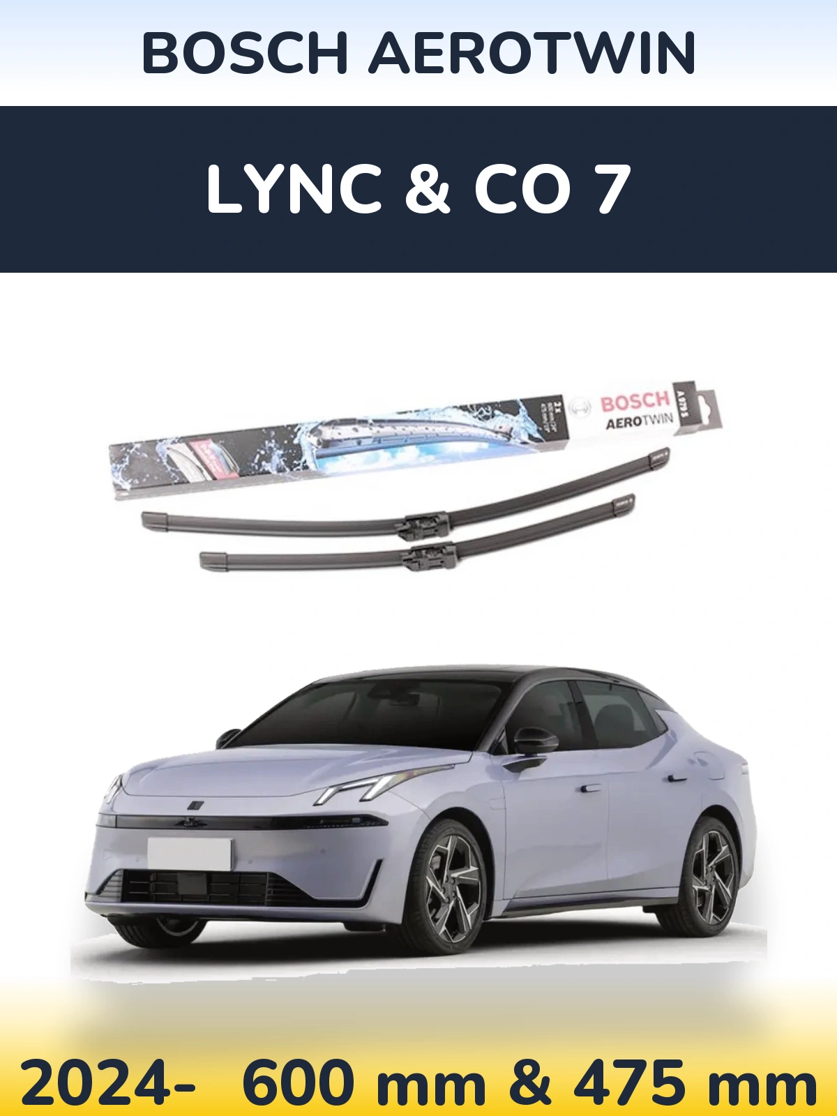 Комплект передніх щіток BOSCH AeroTwin 600 & 475 мм для Lync & Co 7 2024-2026