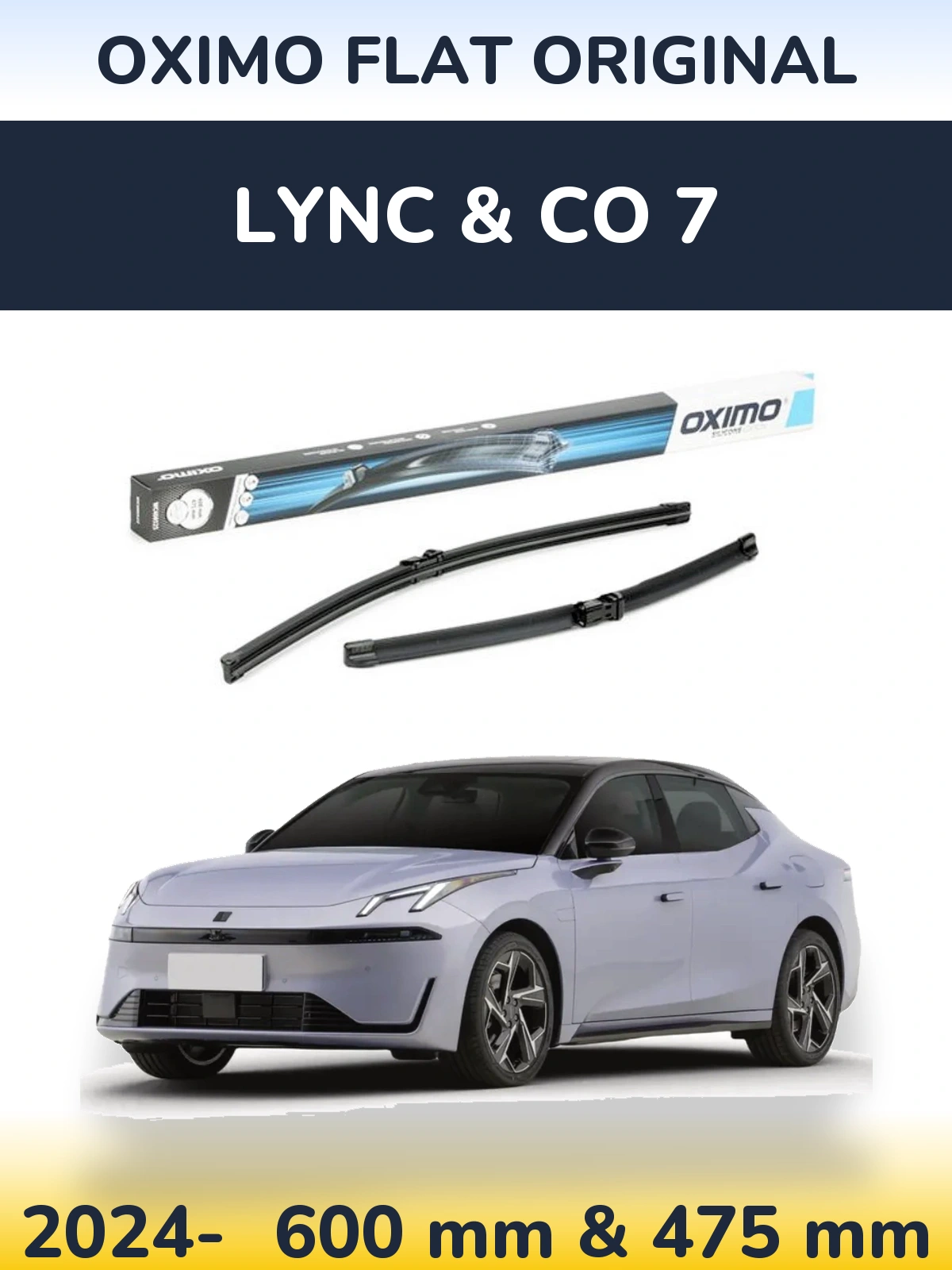 Комплект передніх щіток Oximo Flat Original 600 & 475 мм для Lync & Co 7 2024-2026