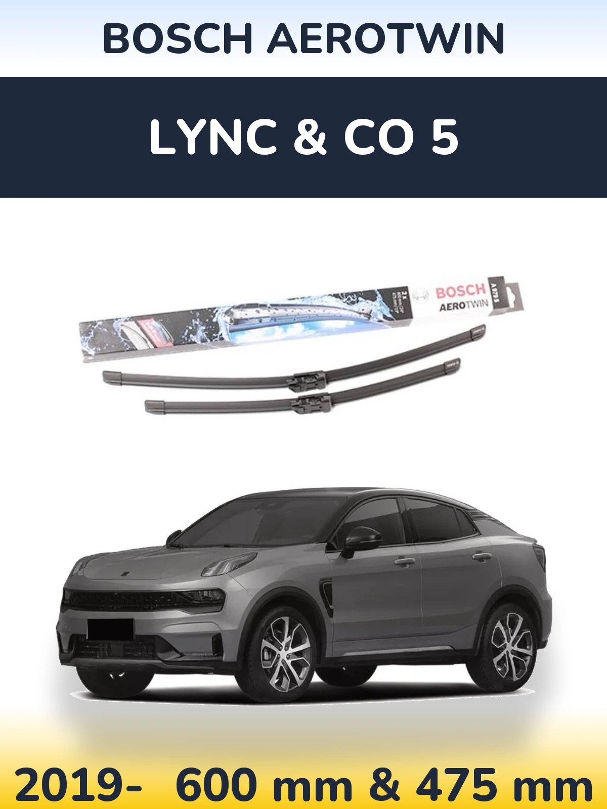 Комплект передніх щіток BOSCH AeroTwin 600 & 475 мм для Lync & Co 5 2019-2026