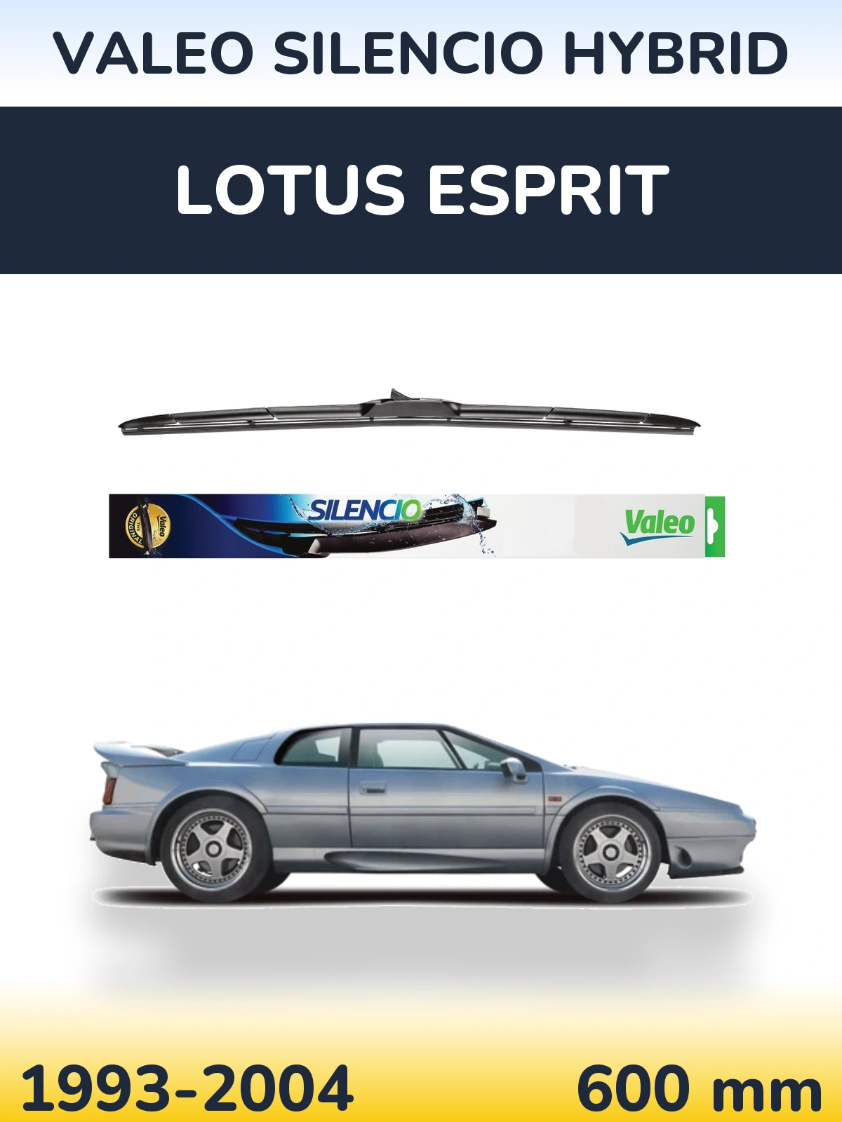 Front wiper blade Valeo Silencio Hybrid 600 mm for Lotus Esprit 1993-2004
