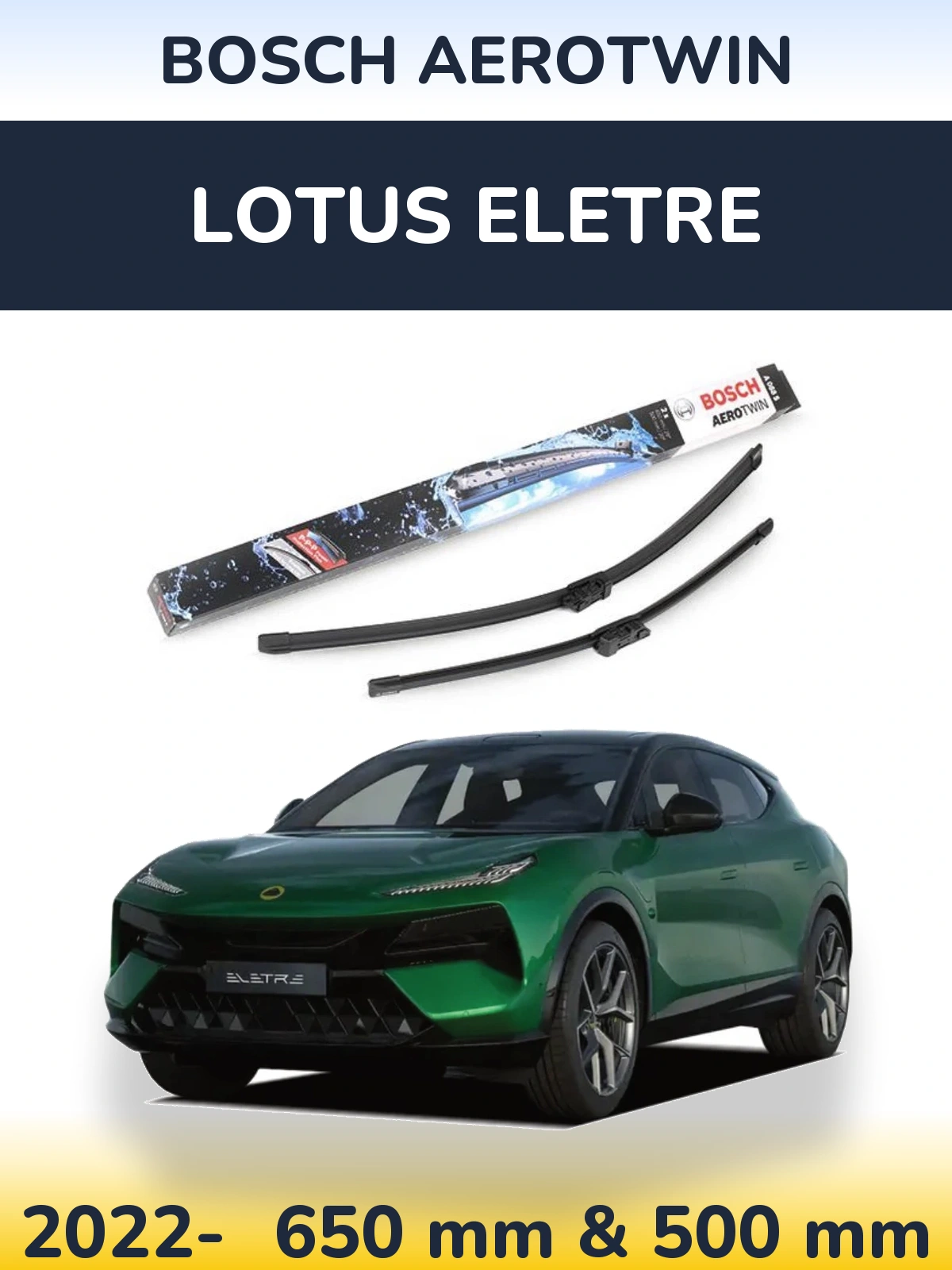 Комплект передніх щіток BOSCH AeroTwin 650 & 500 мм для Lotus Eletre 2022-2026