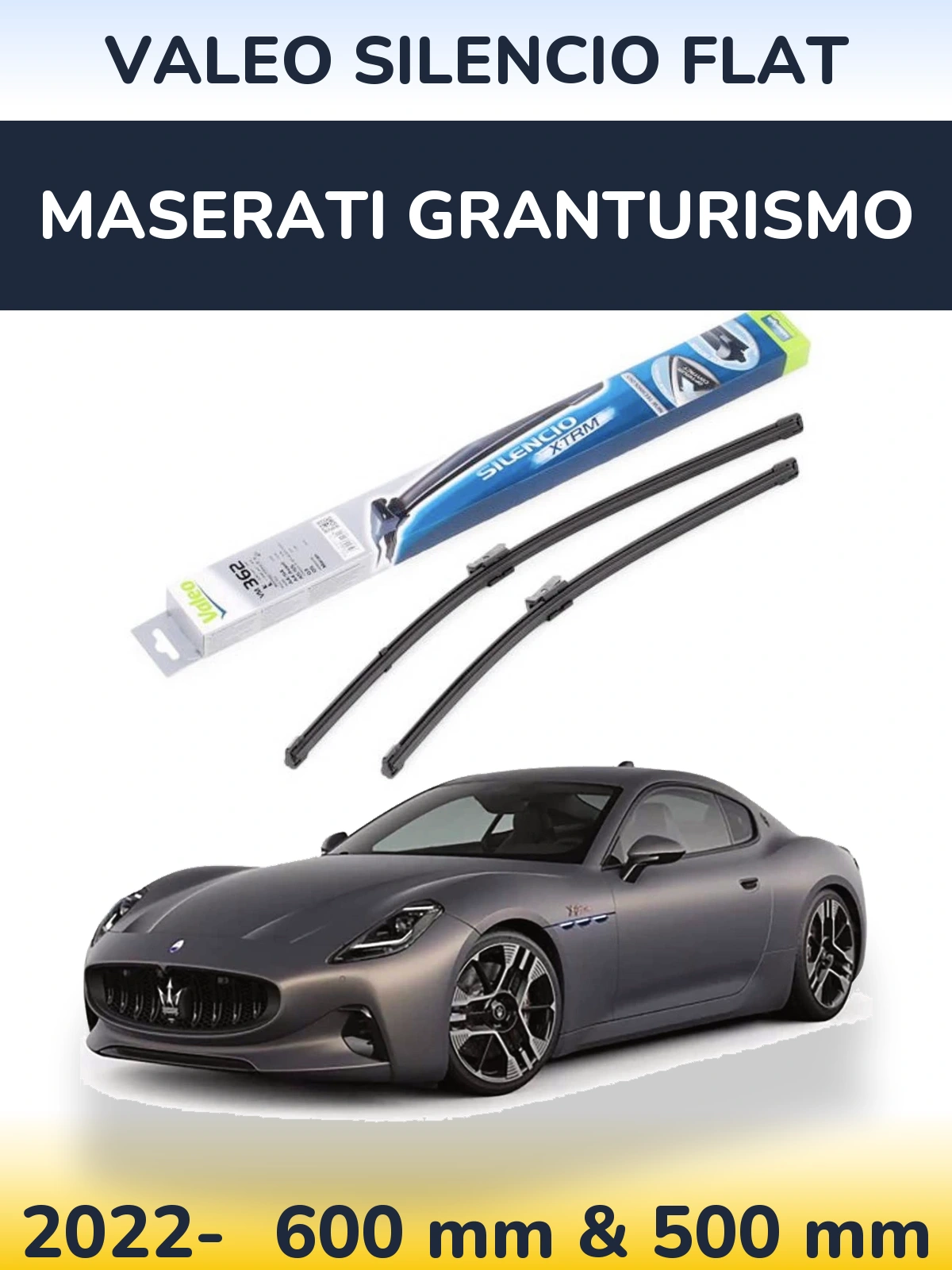 Комплект передних дворников Valeo Silencio Flat 600 & 500 мм для Maserati GranTurismo 2022-2026