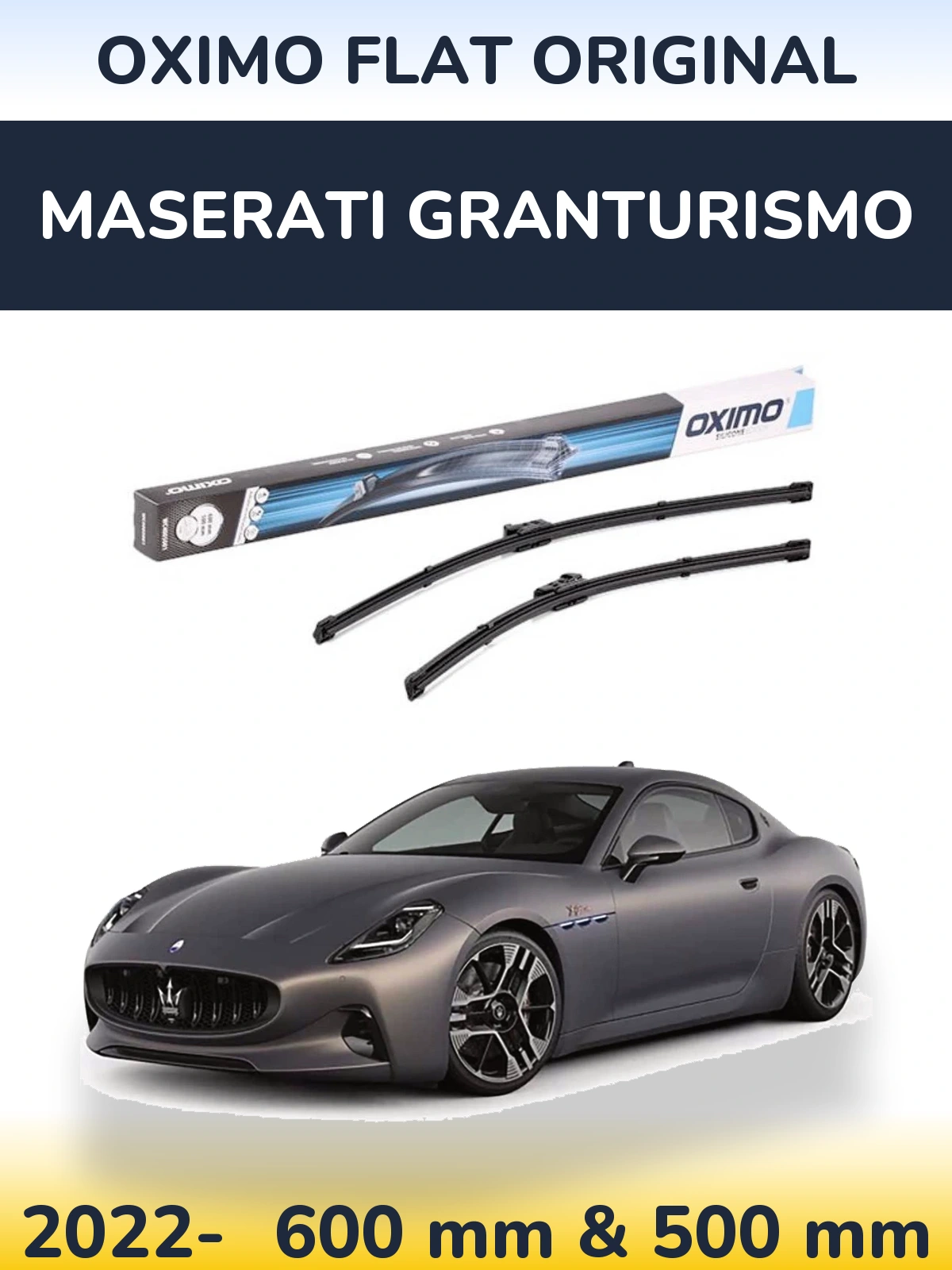 Комплект передних дворников Oximo Flat Original 600 & 500 мм для Maserati GranTurismo 2022-2026