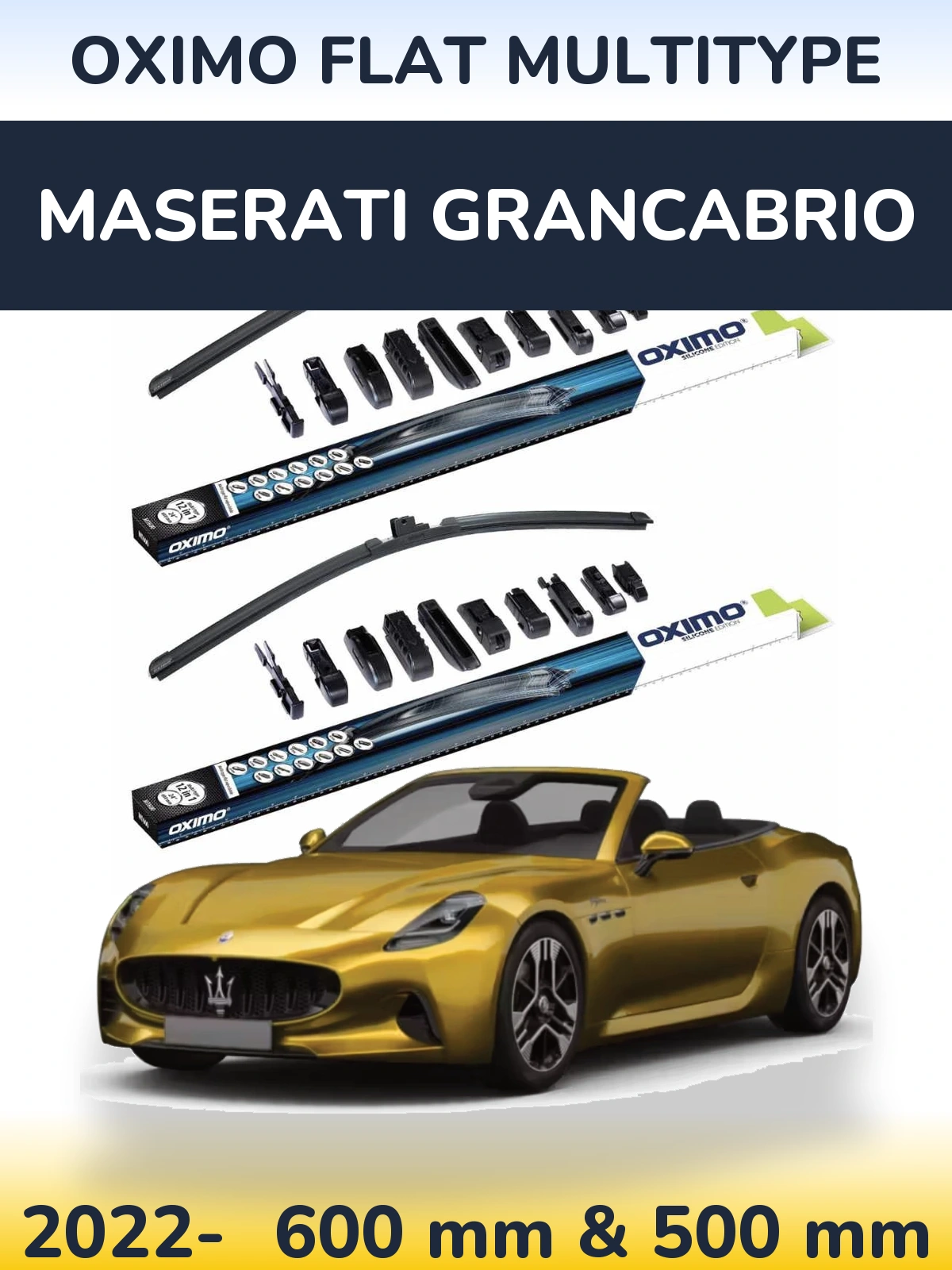 Комплект передніх щіток Oximo Flat MultiТипe 600 & 500 мм для Maserati GranCabrio 2022-2026