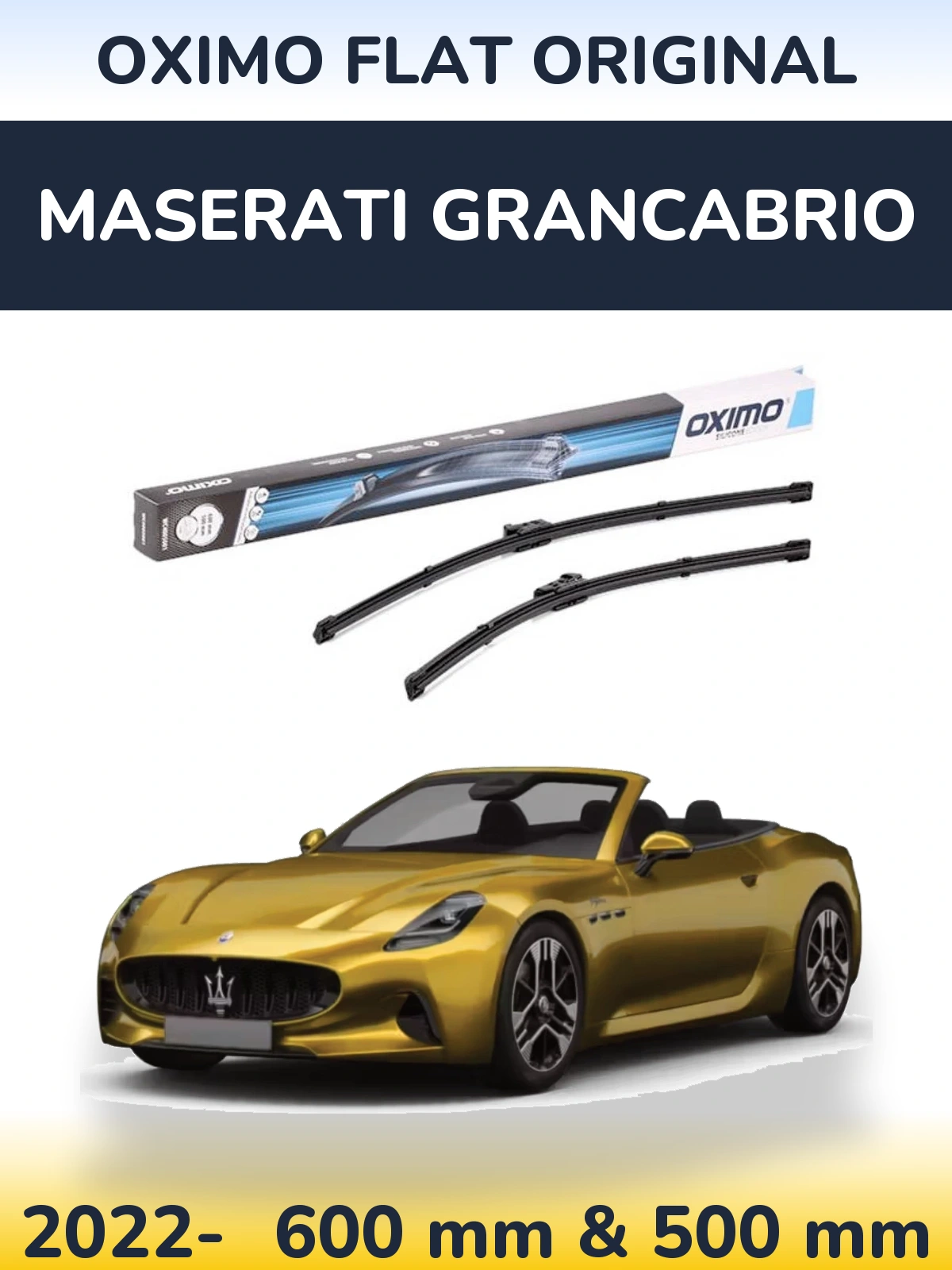 Front wiper blade set Oximo Flat Original 600 & 500 mm for Maserati GranCabrio 2022-2026