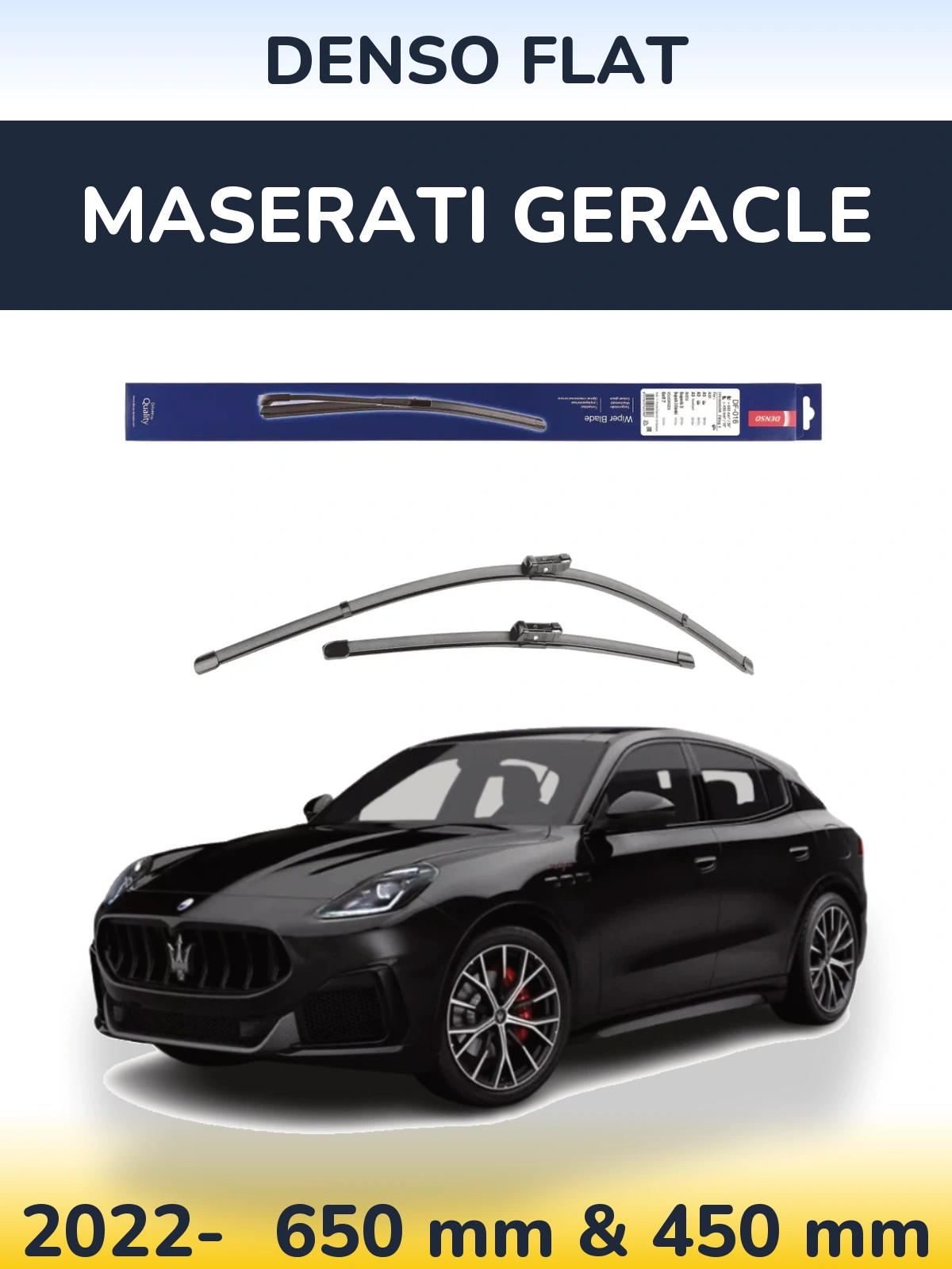 Front wiper blade set Denso Flat 650 & 450 mm for Maserati Geracle 2022-2026