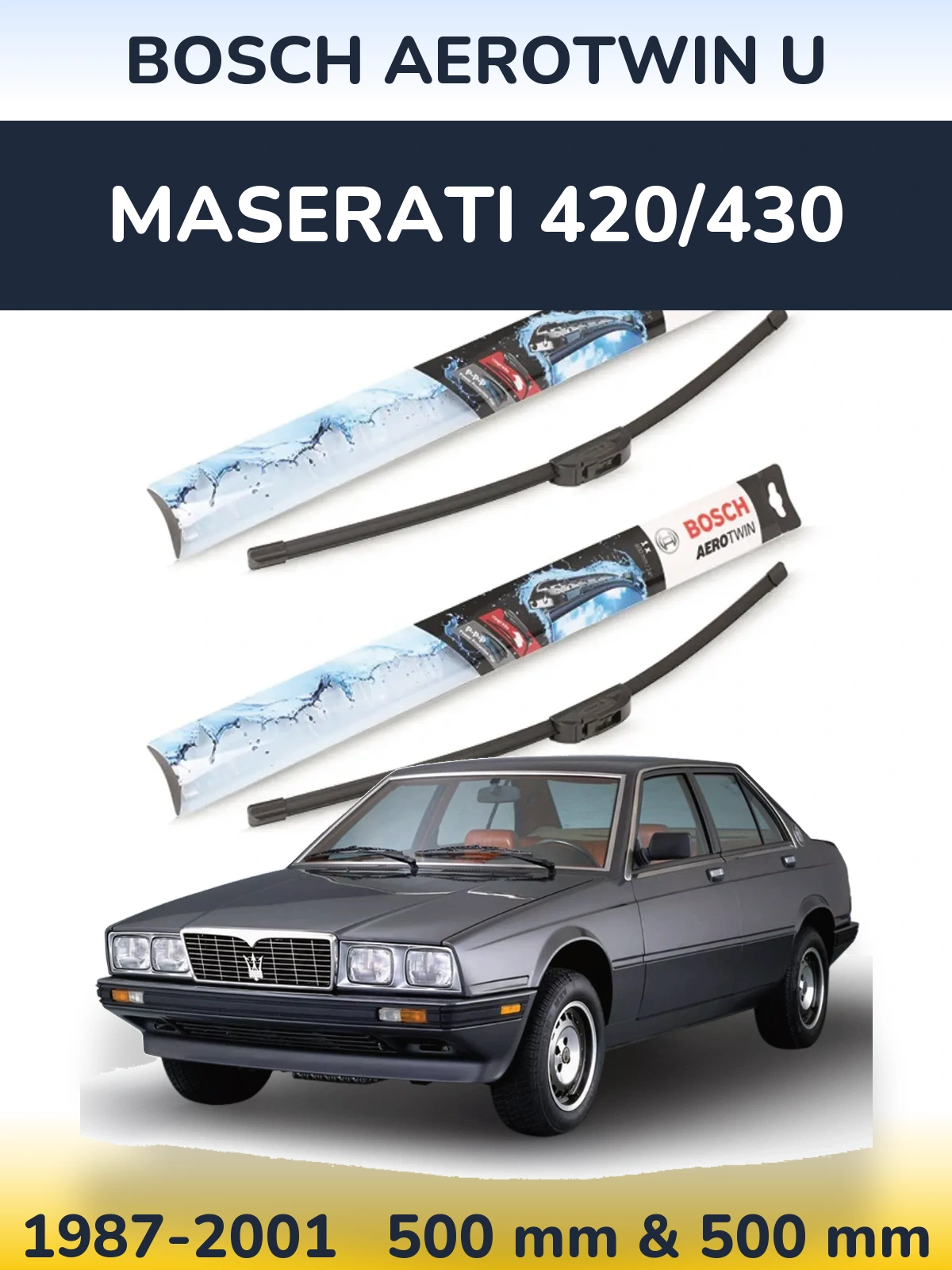 Комплект передніх щіток BOSCH AeroTwin U 500 & 500 мм для Maserati 420/430 1987-2001