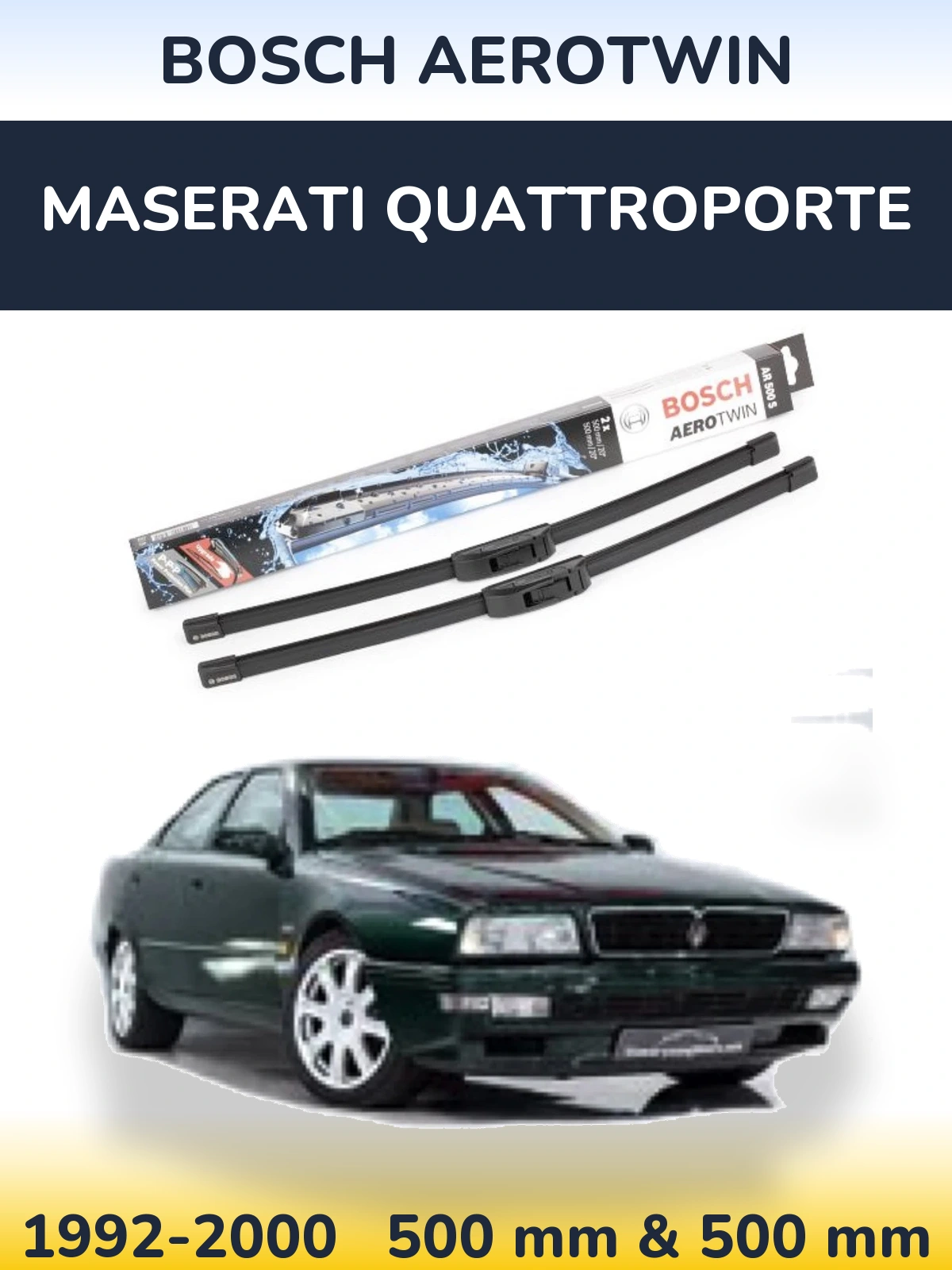 Комплект передних дворников BOSCH AeroTwin 500 & 500 мм для Maserati Quattroporte 1992-2000