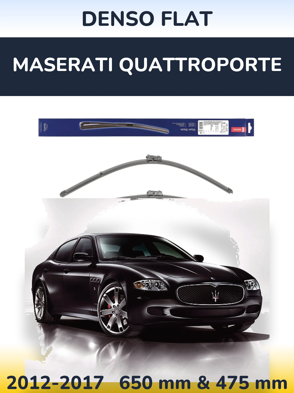 Front wiper blade set Denso Flat 650 & 475 mm for Maserati Quattroporte 2012-2017