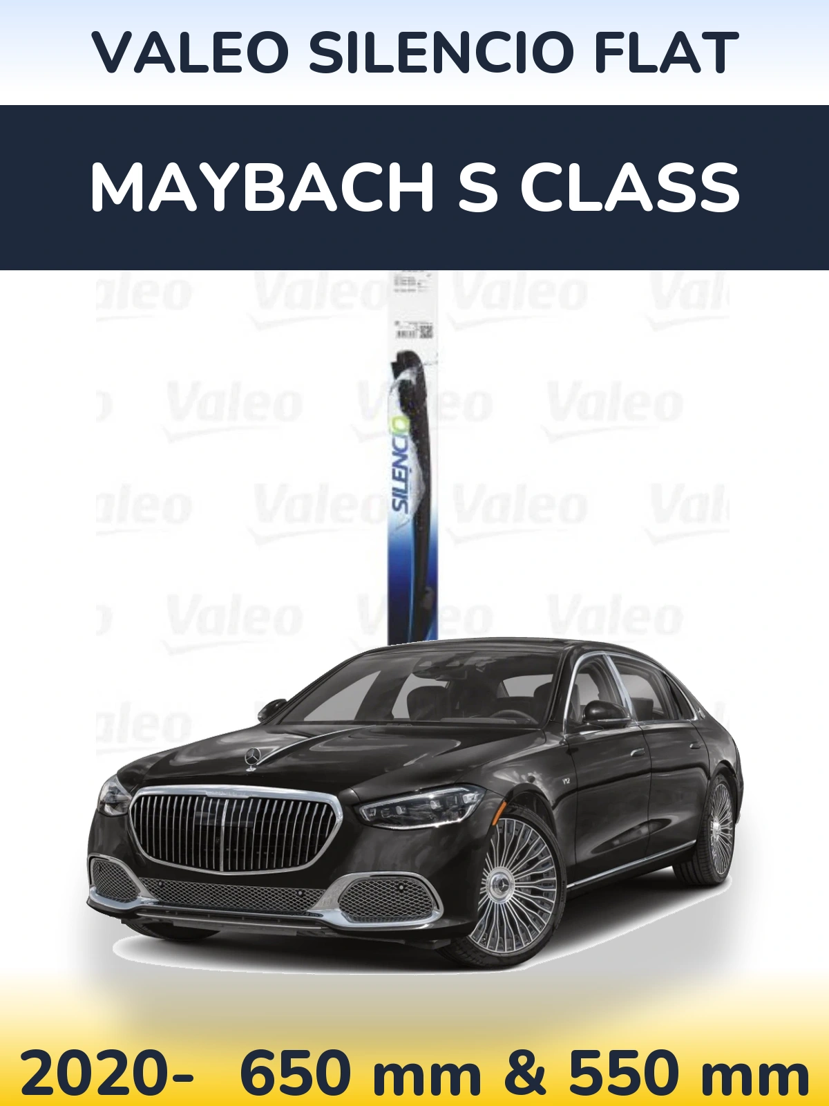 Front wiper blade set Valeo Silencio Flat 650 & 550 mm for Maybach S Class 2020-2026