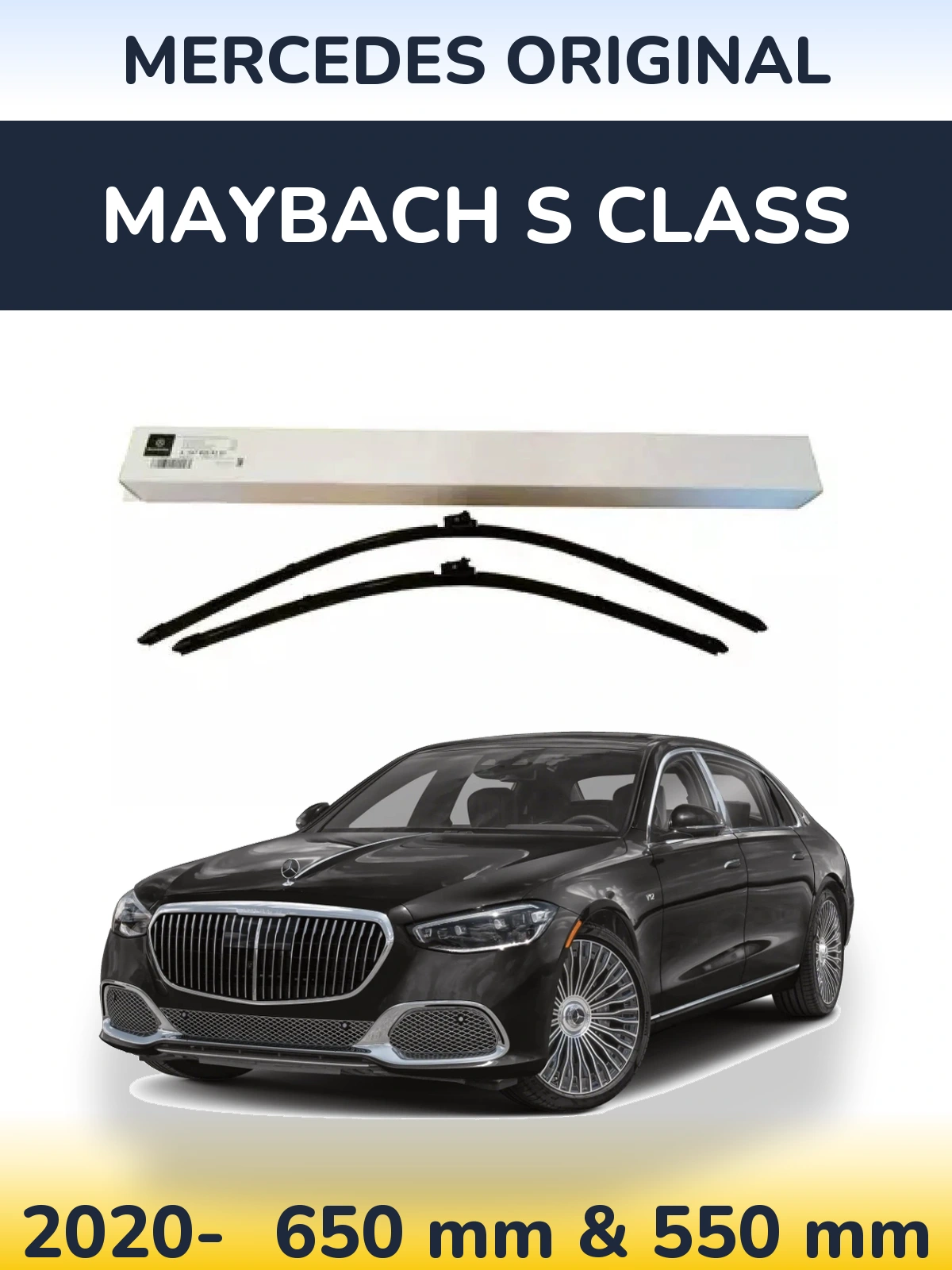 Front wiper blade set Mercedes OEM Mercedes Original 650 & 550 mm for Maybach S Class 2020-2026