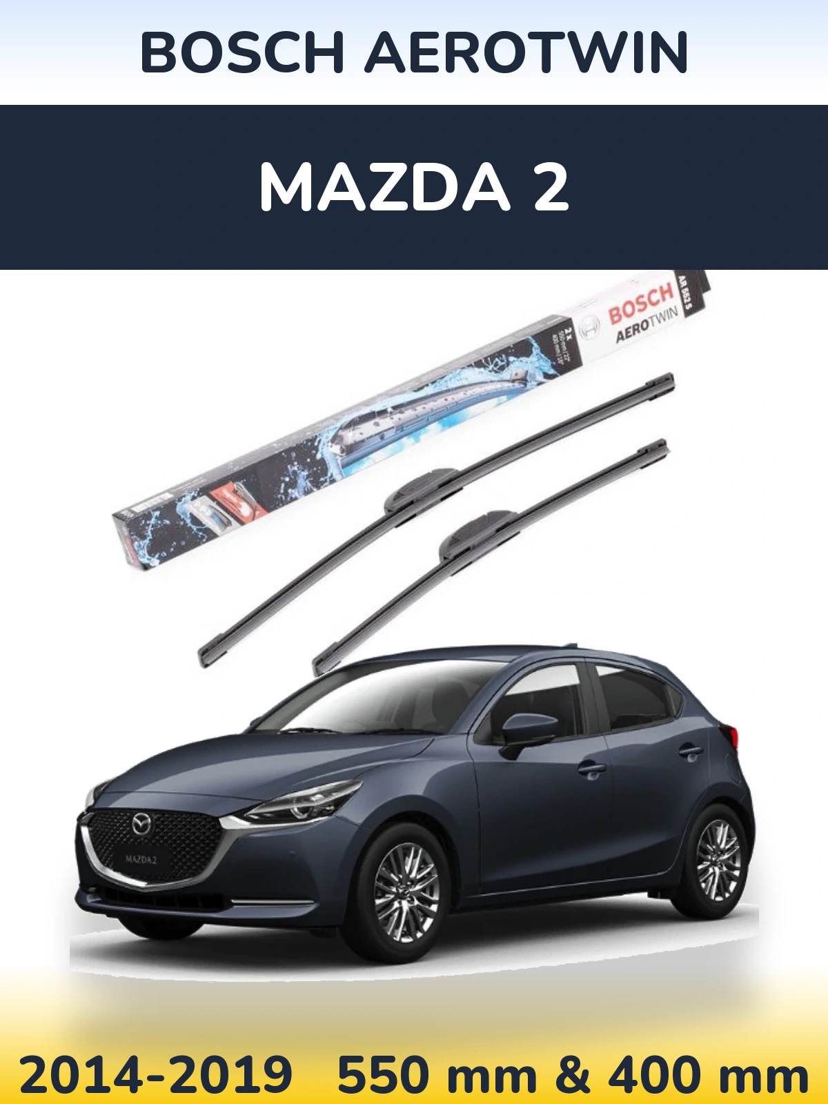 Комплект передних дворников BOSCH AeroTwin 550 & 400 мм для Mazda 2 2014-2019