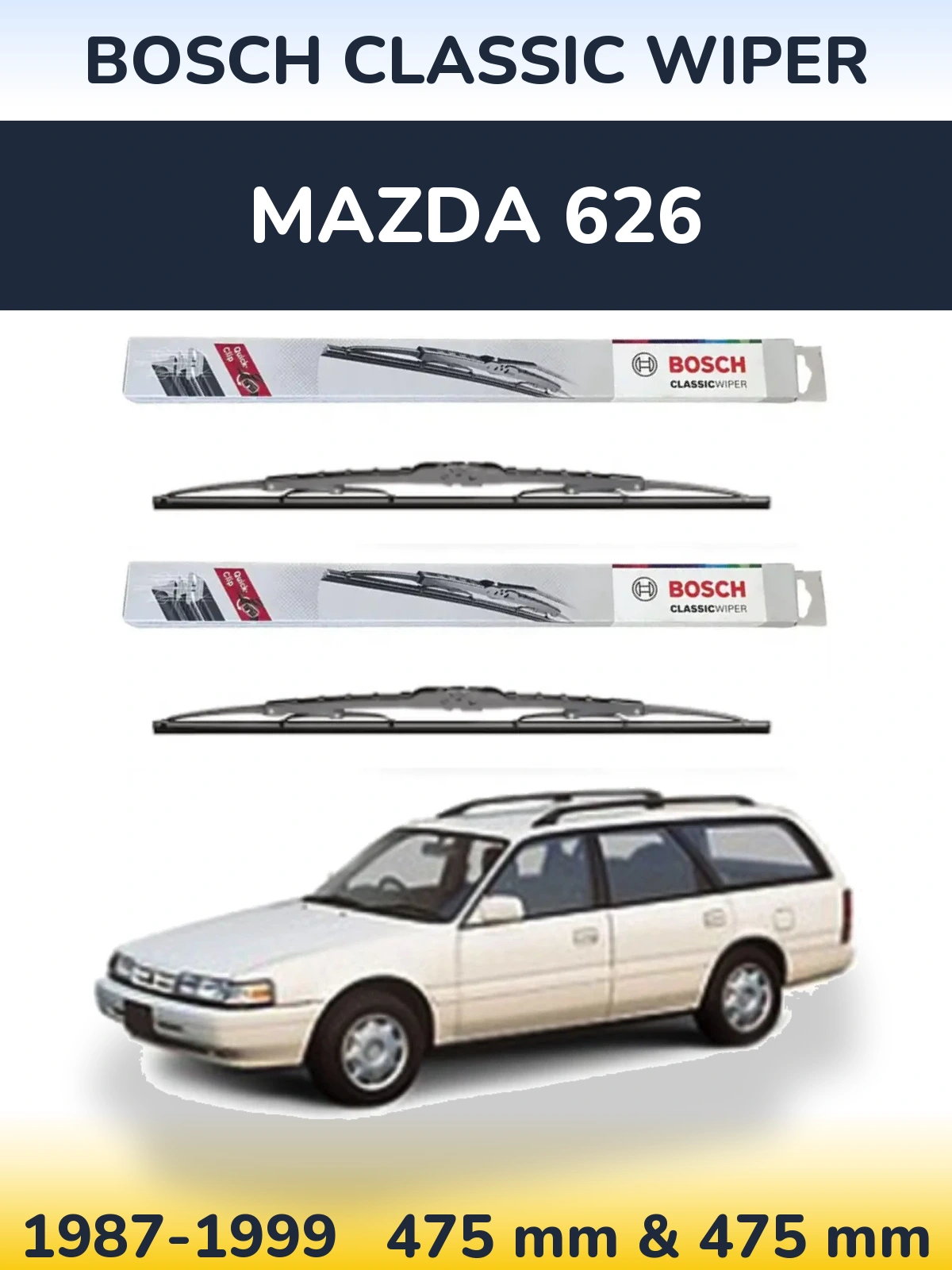 Комплект передних дворников BOSCH Classic Wiper 475 & 475 мм для Mazda 626 1987-1999
