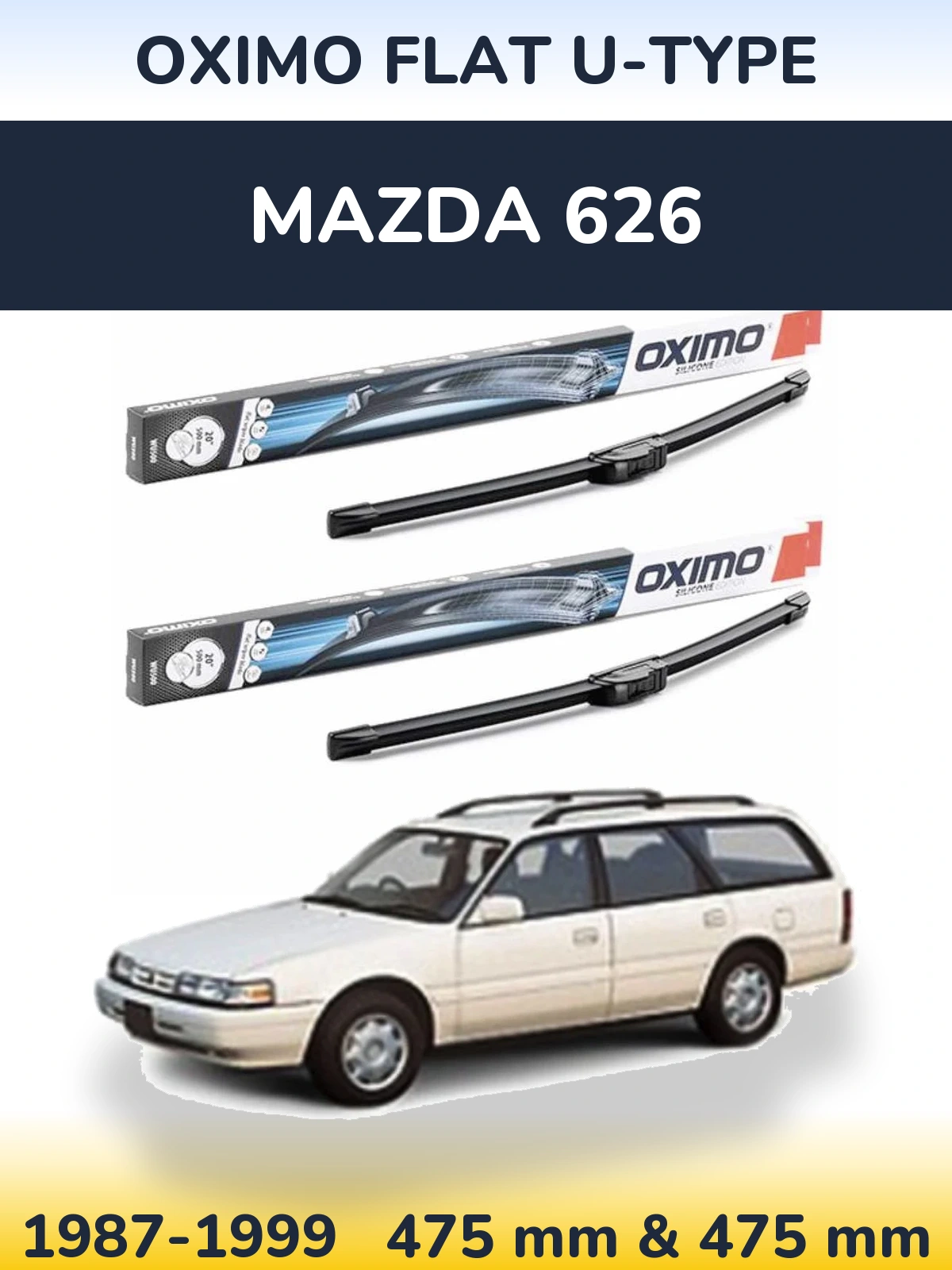 Комплект передних дворников Oximo Flat U-type 475 & 475 мм для Mazda 626 1987-1999
