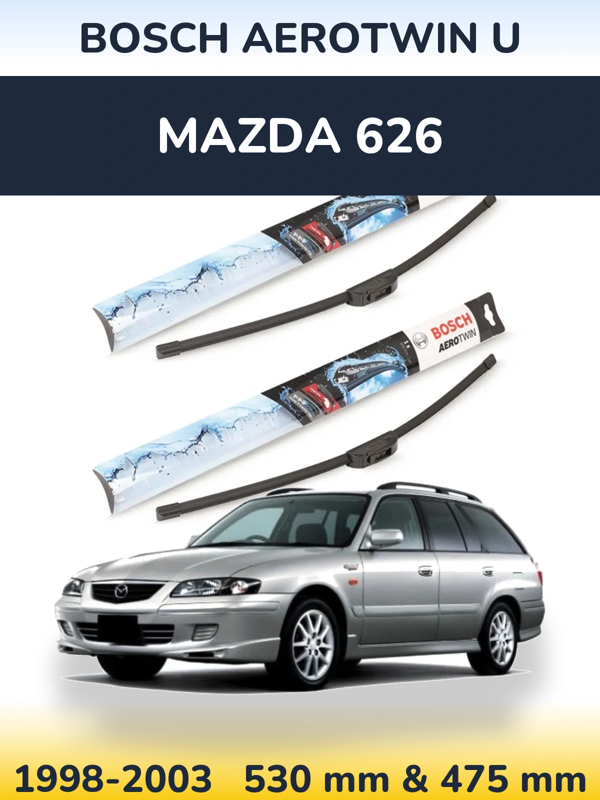Комплект передних дворников BOSCH AeroTwin U 530 & 475 мм для Mazda 626 1998-2003