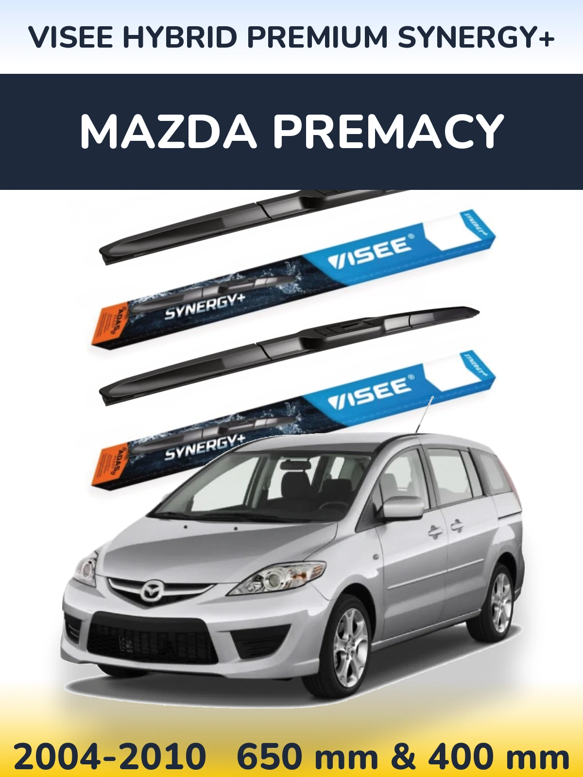 Комплект передних дворников VISEE HYBRID PREMIUM SYNERGY+ 650 & 400 мм для Mazda Premacy 2004-2010