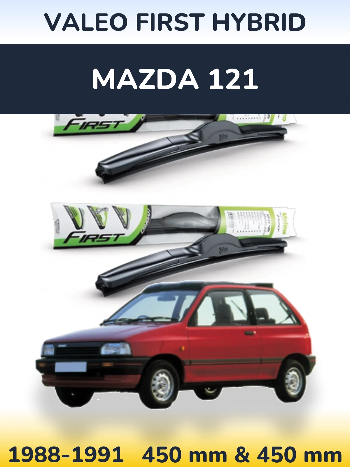 Комплект передних дворников Valeo First Hybrid 450 & 450 мм для Mazda 121 1988-1991