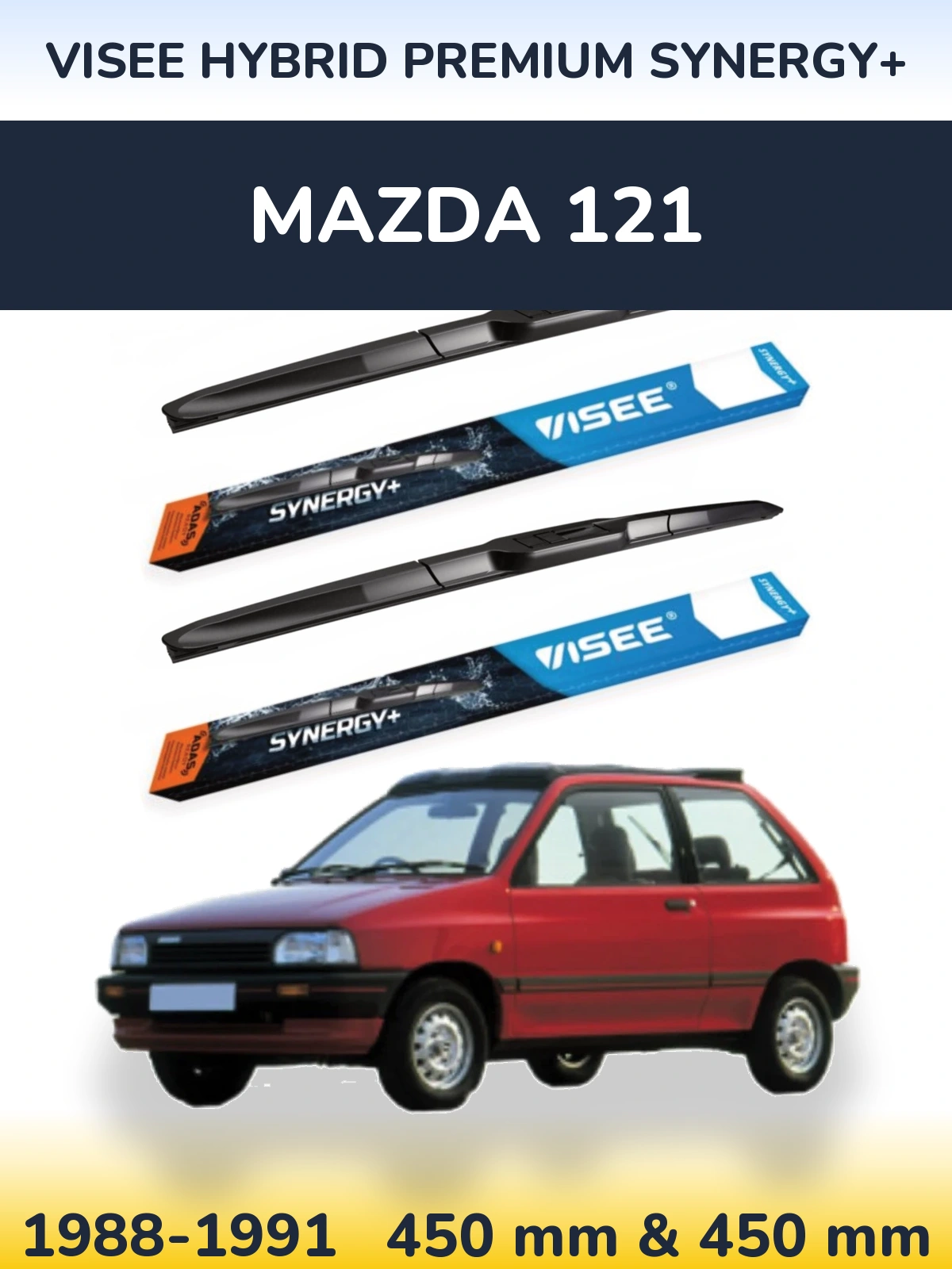 Комплект передніх щіток VISEE HYBRID PREMIUM SYNERGY+ 450 & 450 мм для Mazda 121 1988-1991