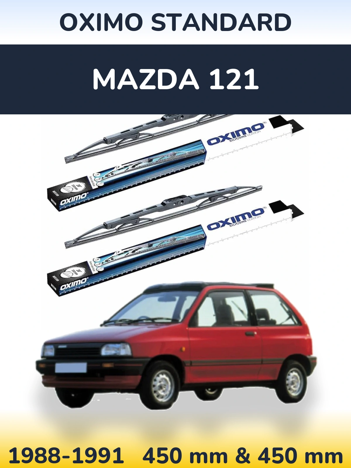 Front wiper blade set Oximo Standard 450 & 450 mm for Mazda 121 1988-1991