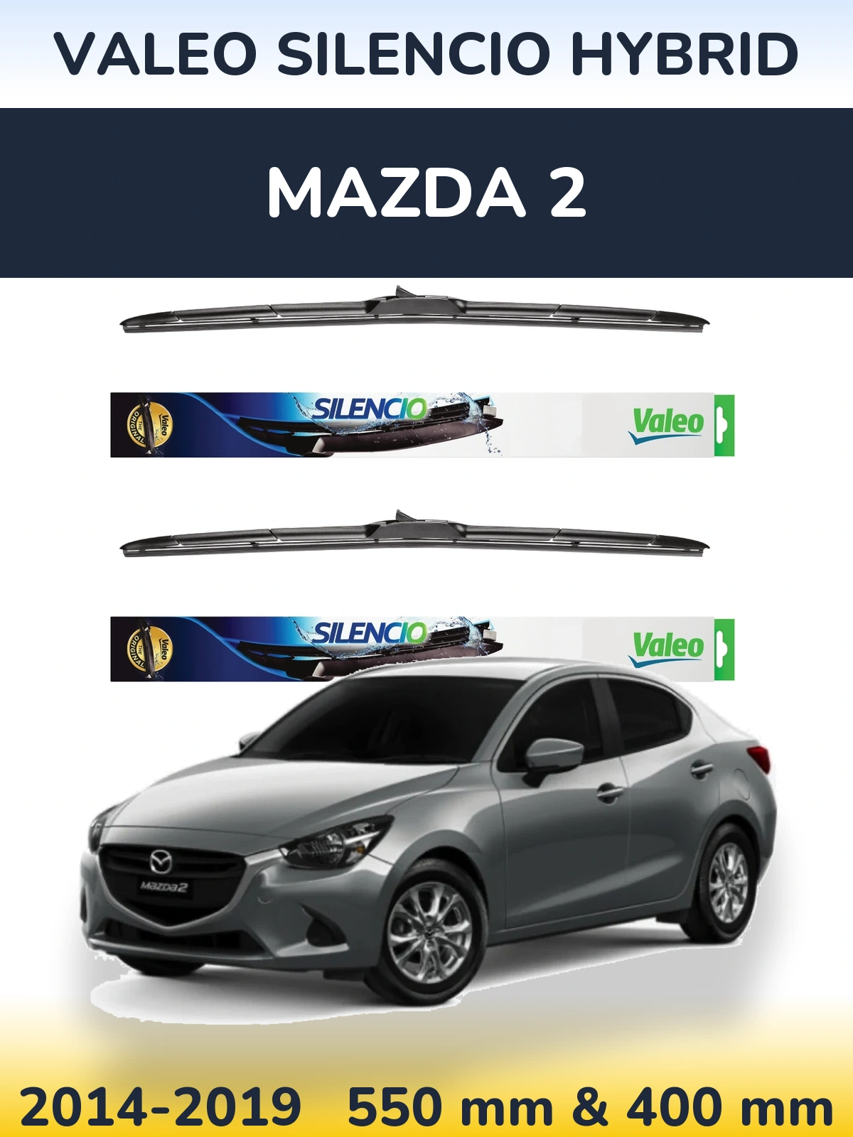 Комплект передних дворников Valeo Silencio Hybrid 550 & 400 мм для Mazda 2 2014-2019