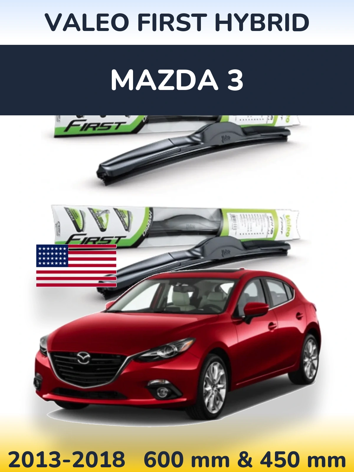 Комплект передніх щіток Valeo First Hybrid 600 & 450 мм для Mazda 3 2013-2018