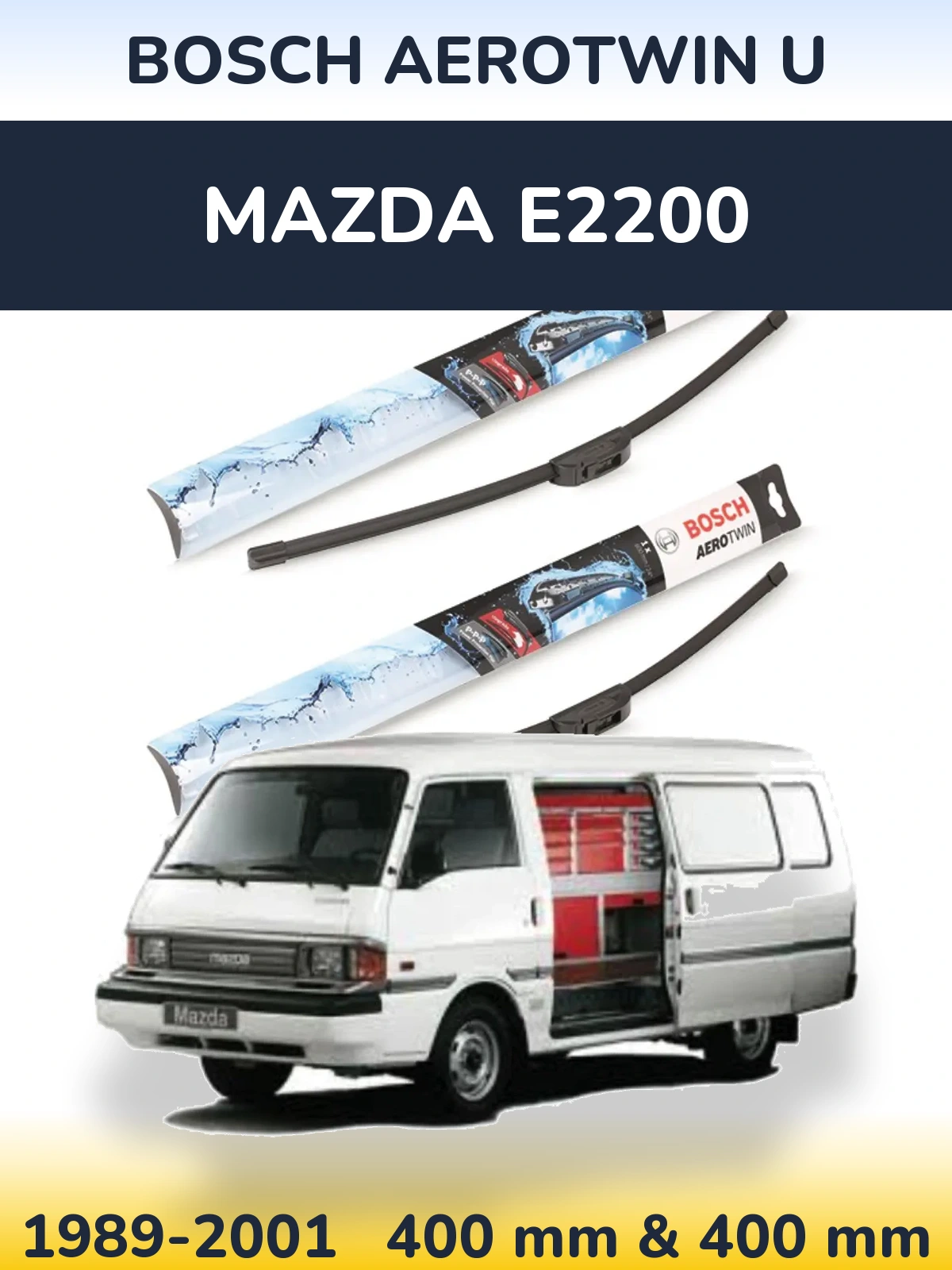 Комплект передних дворников BOSCH AeroTwin U 400 & 400 мм для Mazda E2200 1989-2001