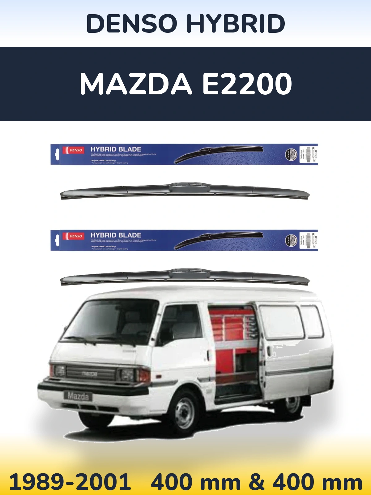 Комплект передних дворников Denso Hybrid 400 & 400 мм для Mazda E2200 1989-2001