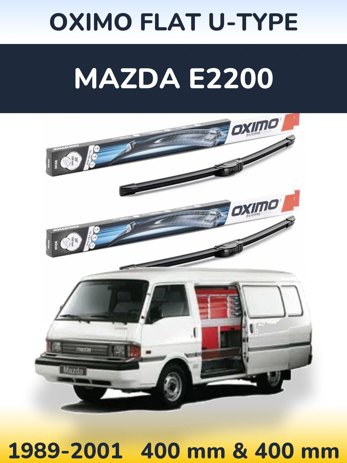Комплект передних дворников Oximo Flat U-type 400 & 400 мм для Mazda E2200 1989-2001