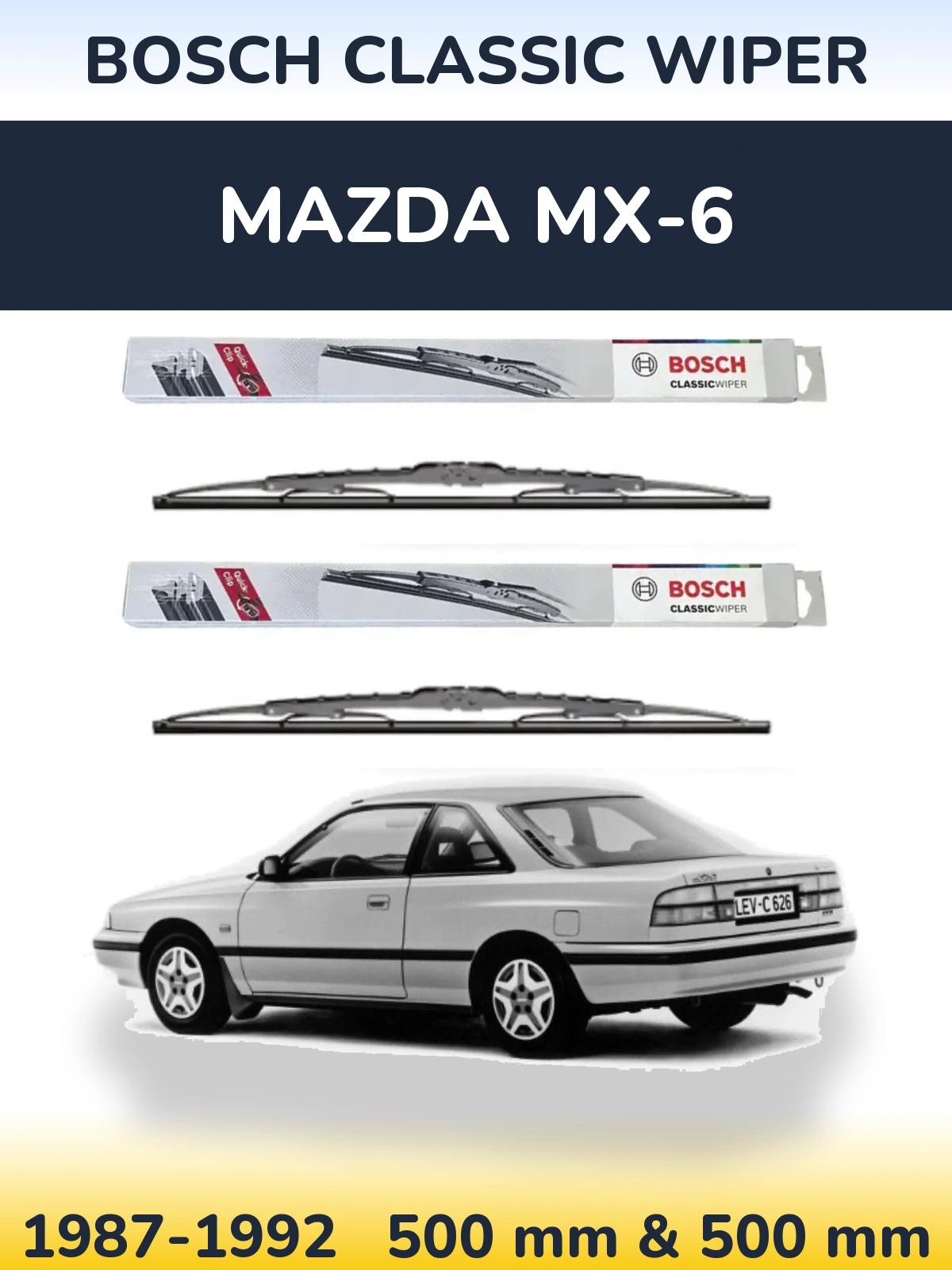 Комплект передніх щіток BOSCH Classic Wiper 500 & 500 мм для Mazda MX-6 1987-1992
