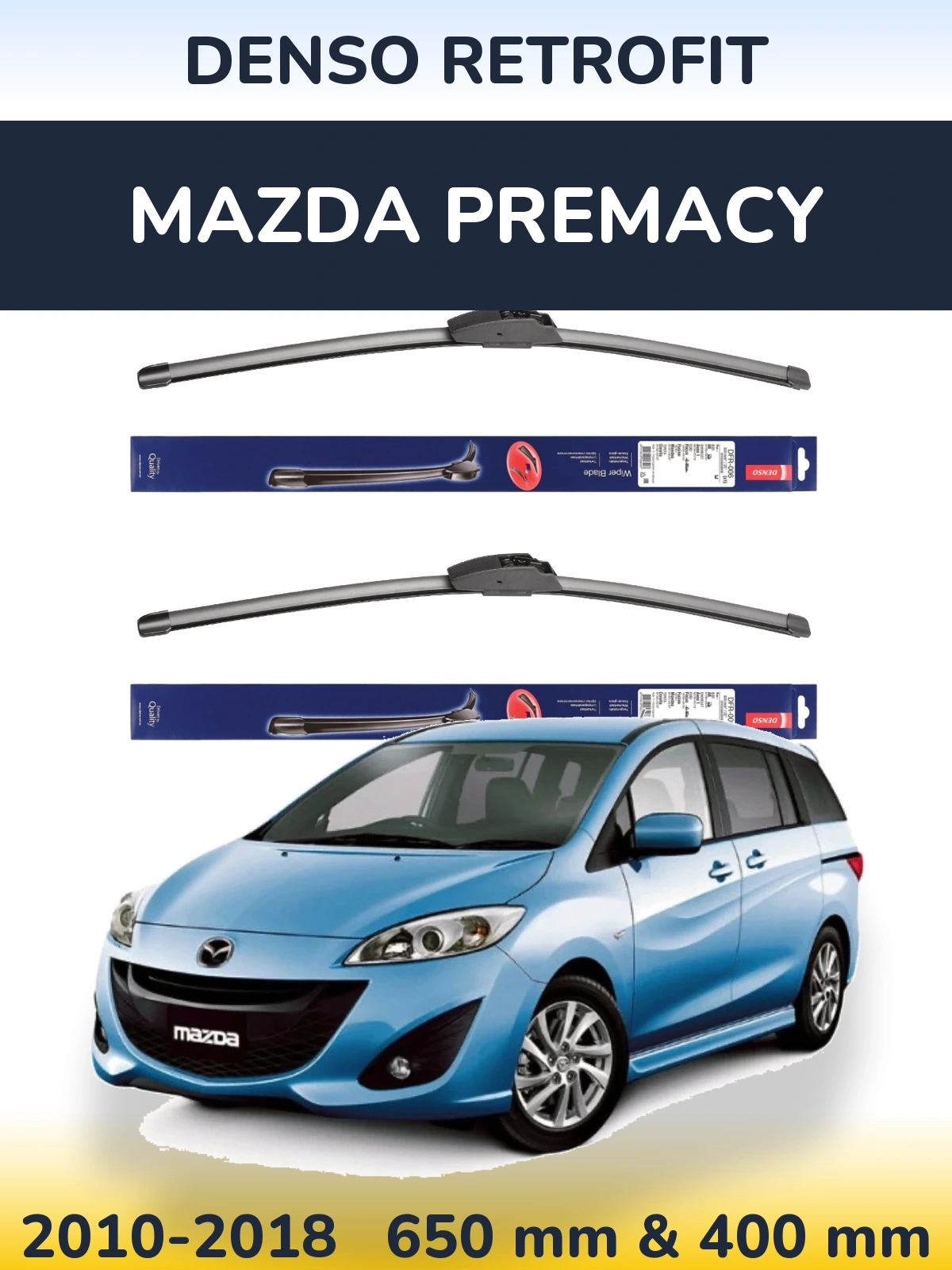 Комплект передних дворников Denso Retrofit 650 & 400 мм для Mazda Premacy 2010-2018
