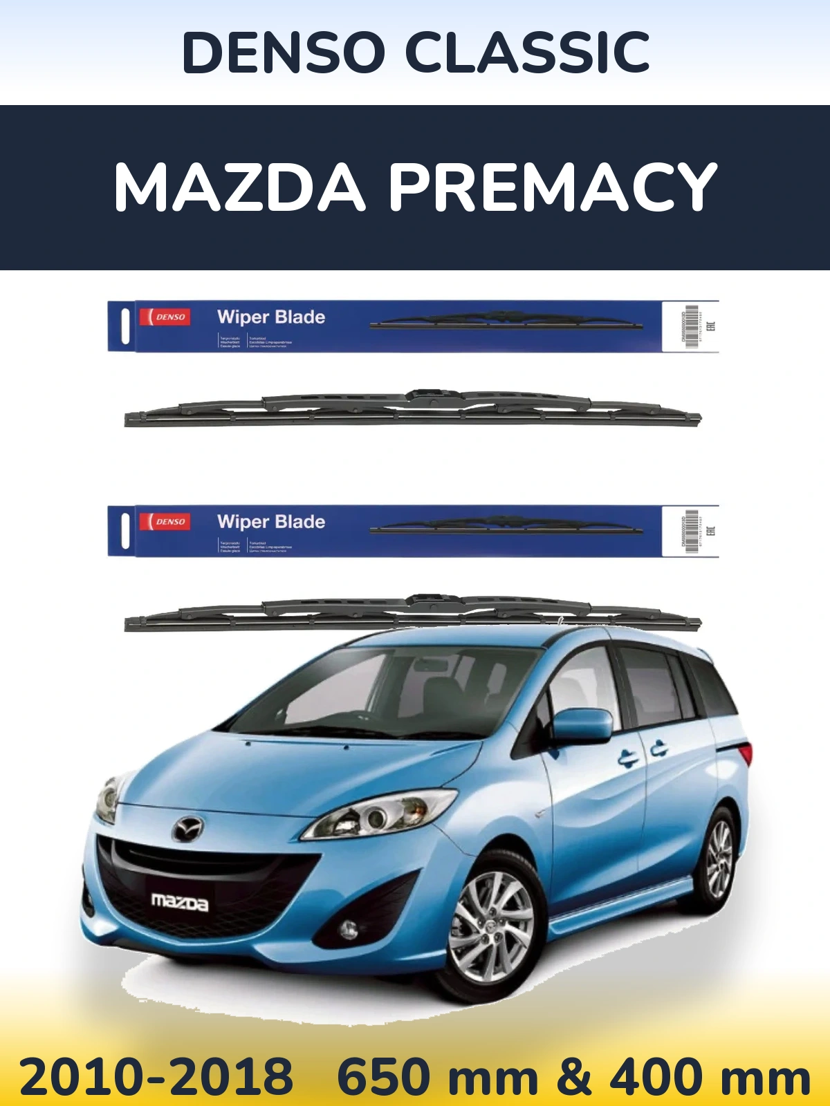 Комплект передних дворников Denso Classic 650 & 400 мм для Mazda Premacy 2010-2018