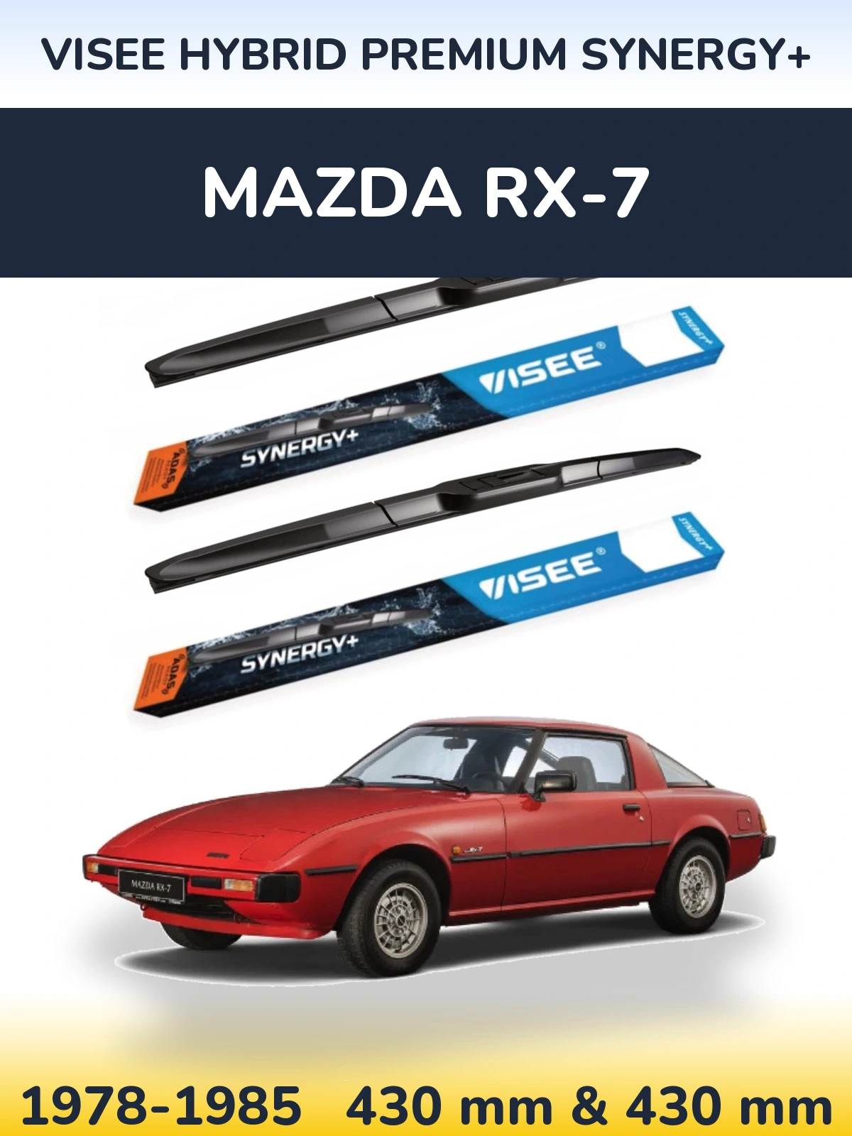 Комплект передних дворников VISEE HYBRID PREMIUM SYNERGY+ 430 & 430 мм для Mazda RX-7 1978-1985